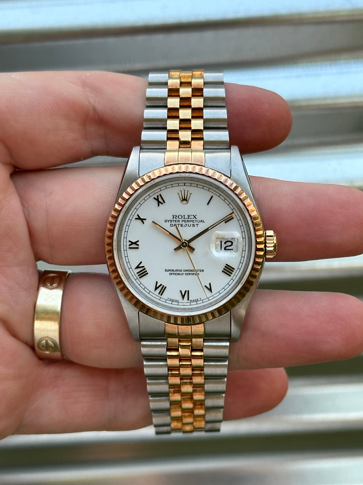 Rolex Datejust 36mm Ref.16233 “White Roman Dial” Box & Papers