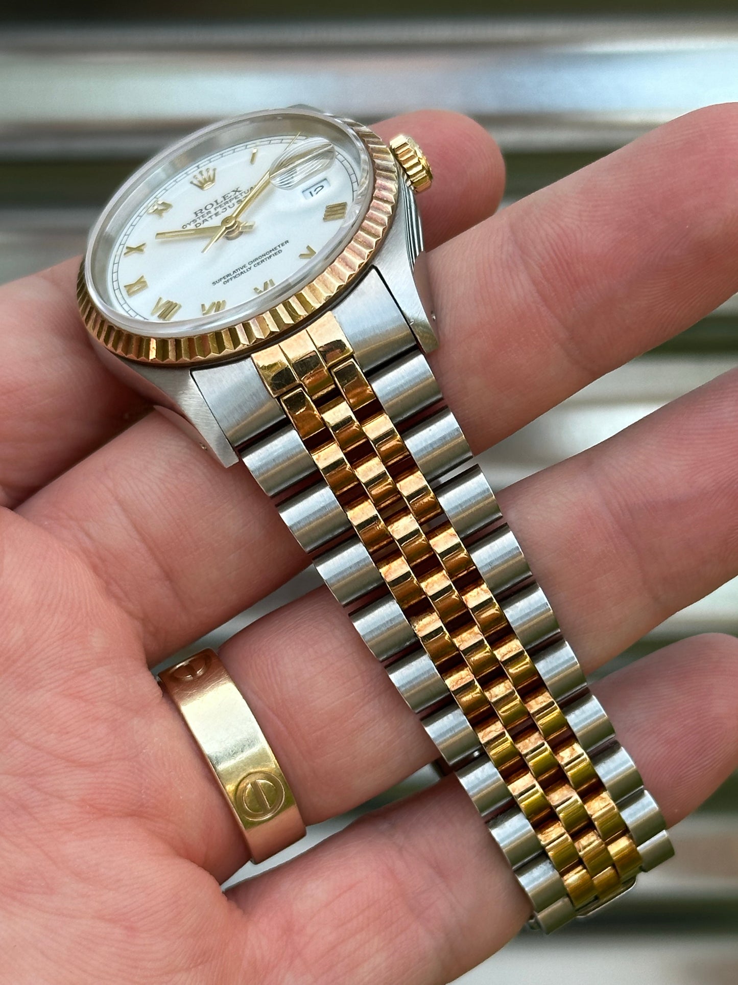 Rolex Datejust 36mm Ref.16233 “White Roman Dial” Box & Papers