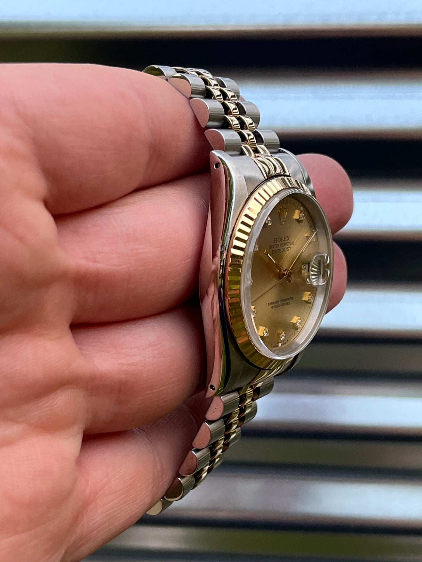 Rolex Datejust 36mm Ref:16233 “Champagne Diamond Dial” Box & Papers