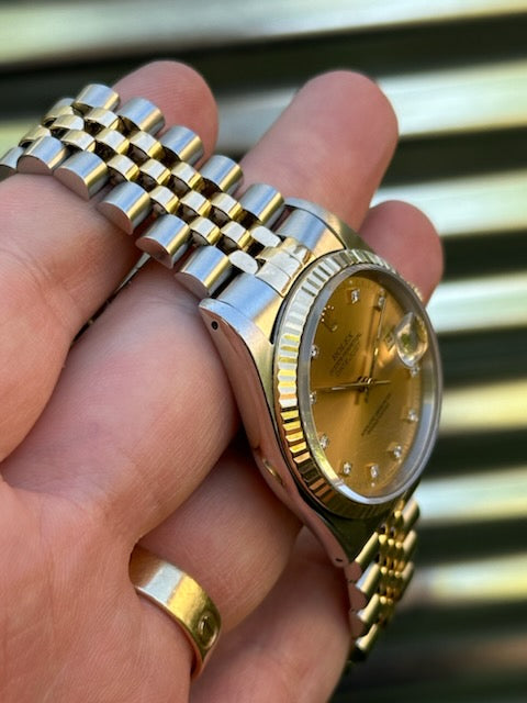 Rolex Datejust 36mm “Champagne Diamond Dial” Ref.16233 Box & Papers