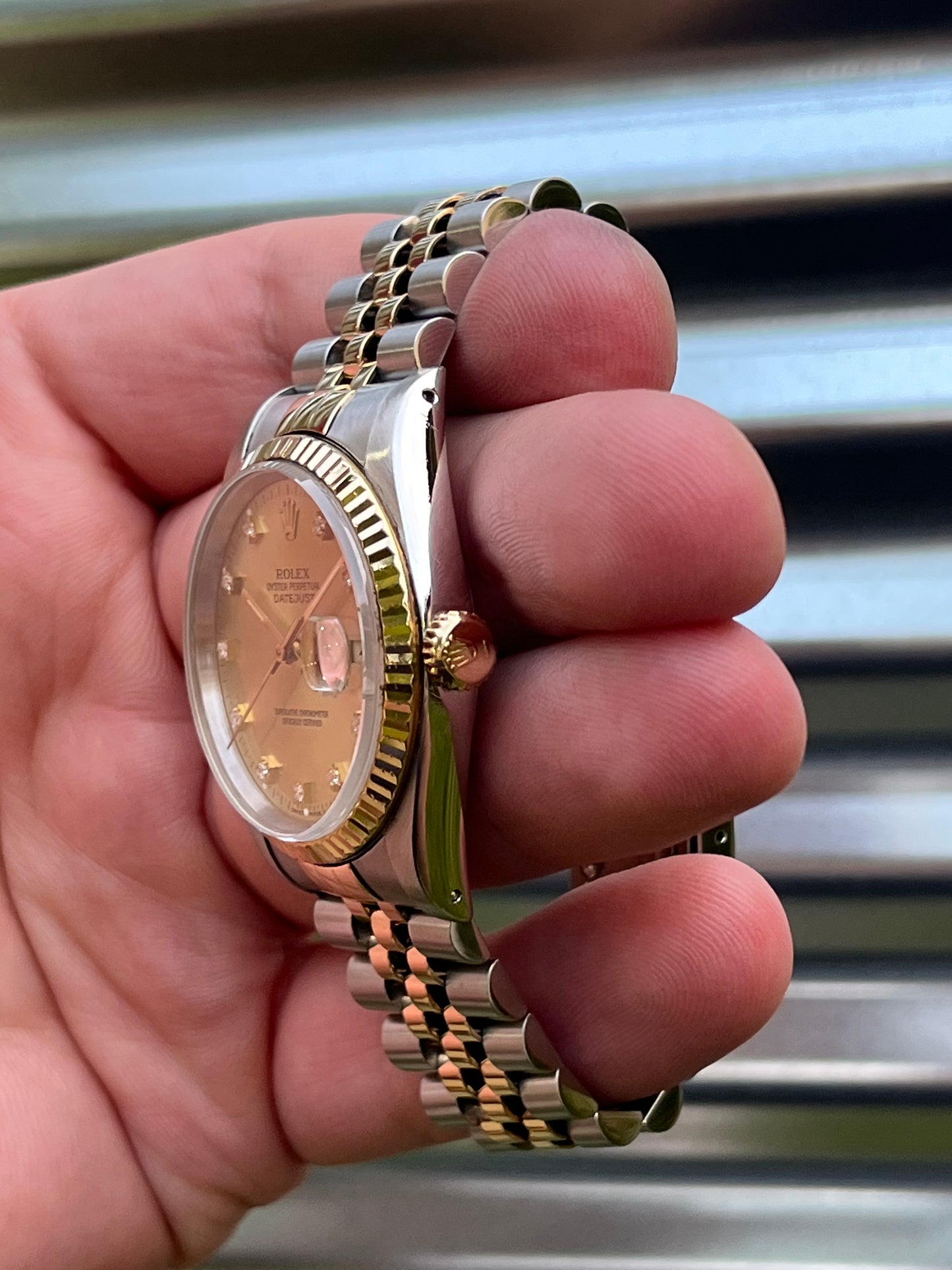 Rolex Datejust 36mm Ref:16233 “Champagne Diamond Dial” Box & Papers