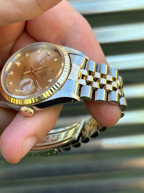 Rolex Datejust 36mm “Champagne Diamond Dial” Ref.16233 Box & Papers