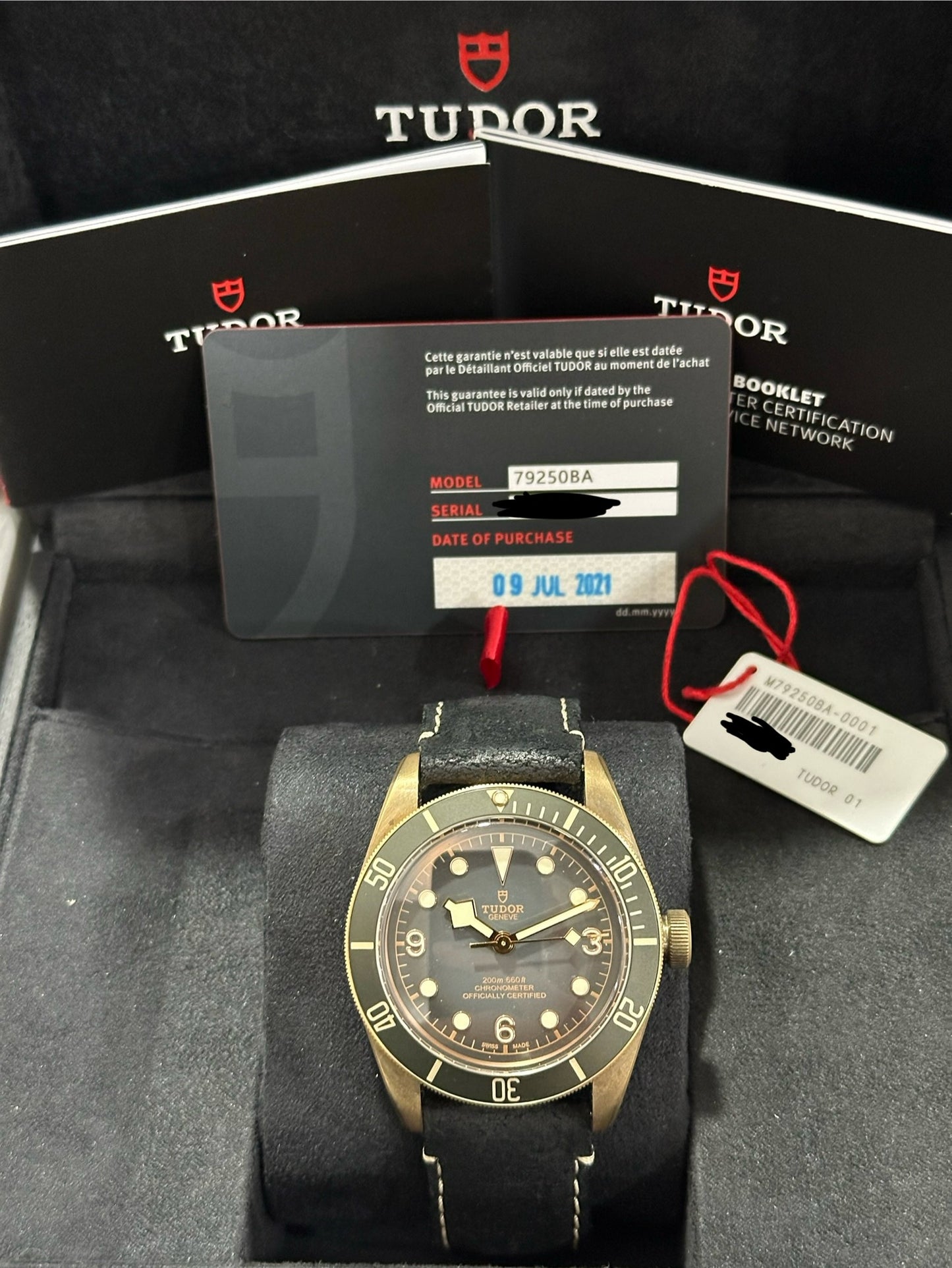 Tudor Black-Bay Bronze 43mm Ref.79250BA Box & Card