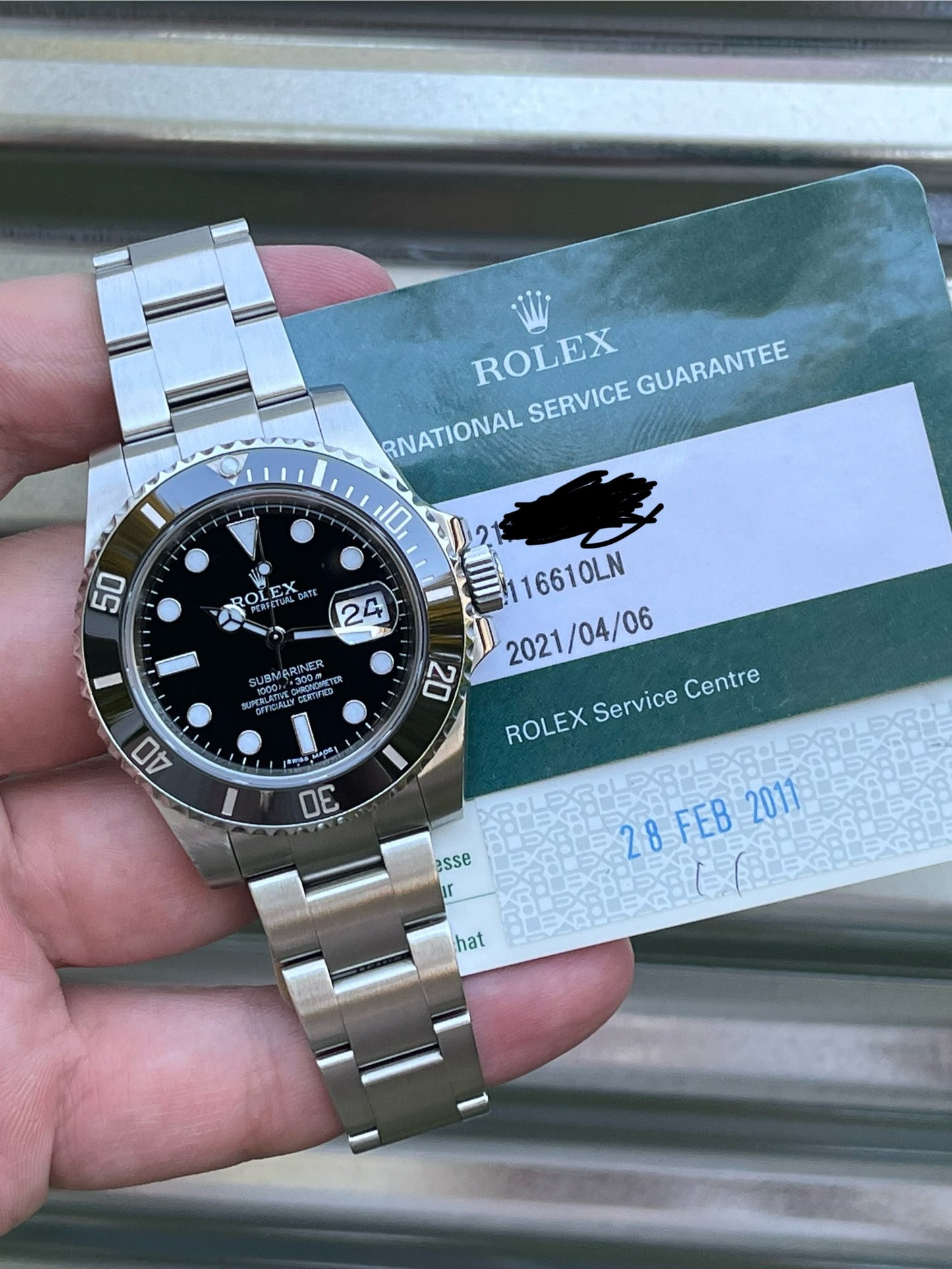 Rolex Submariner Date 40mm Ref.116610LN Watch w/Card & Rolex Service Card