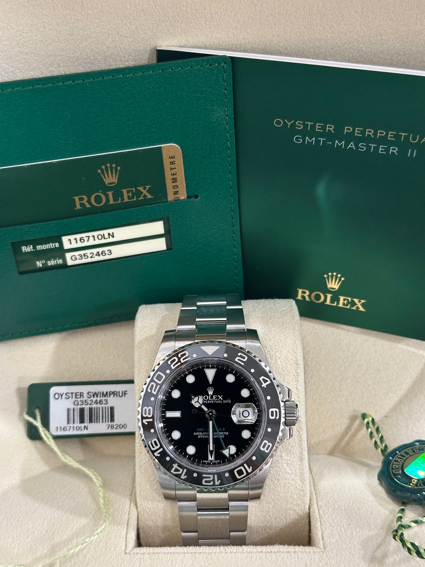 Rolex “Green Arrow” GMT 40mm Ref.116710LN Box & Card