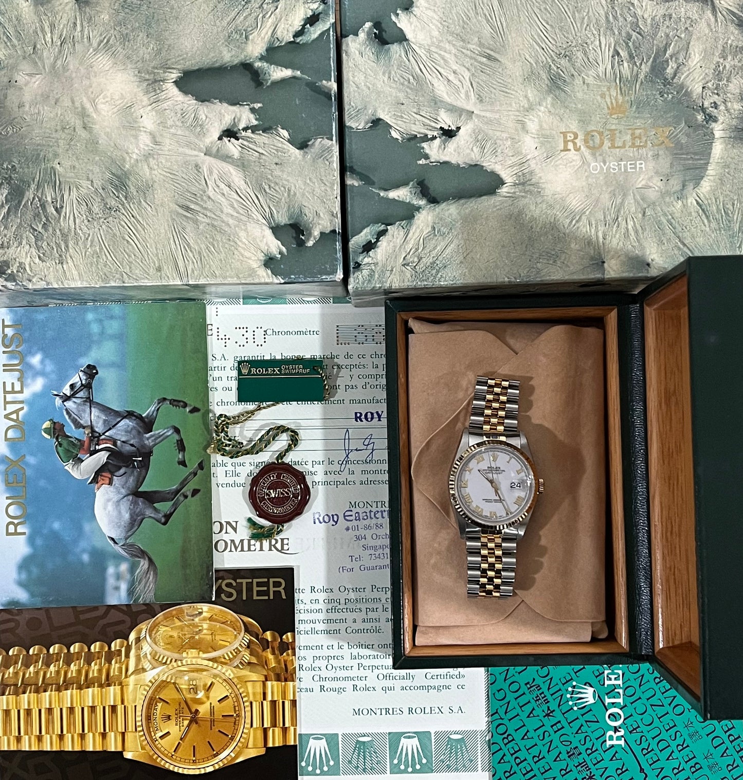 Rolex Datejust 36mm White Roman Dial Ref.16233 Box & Papers