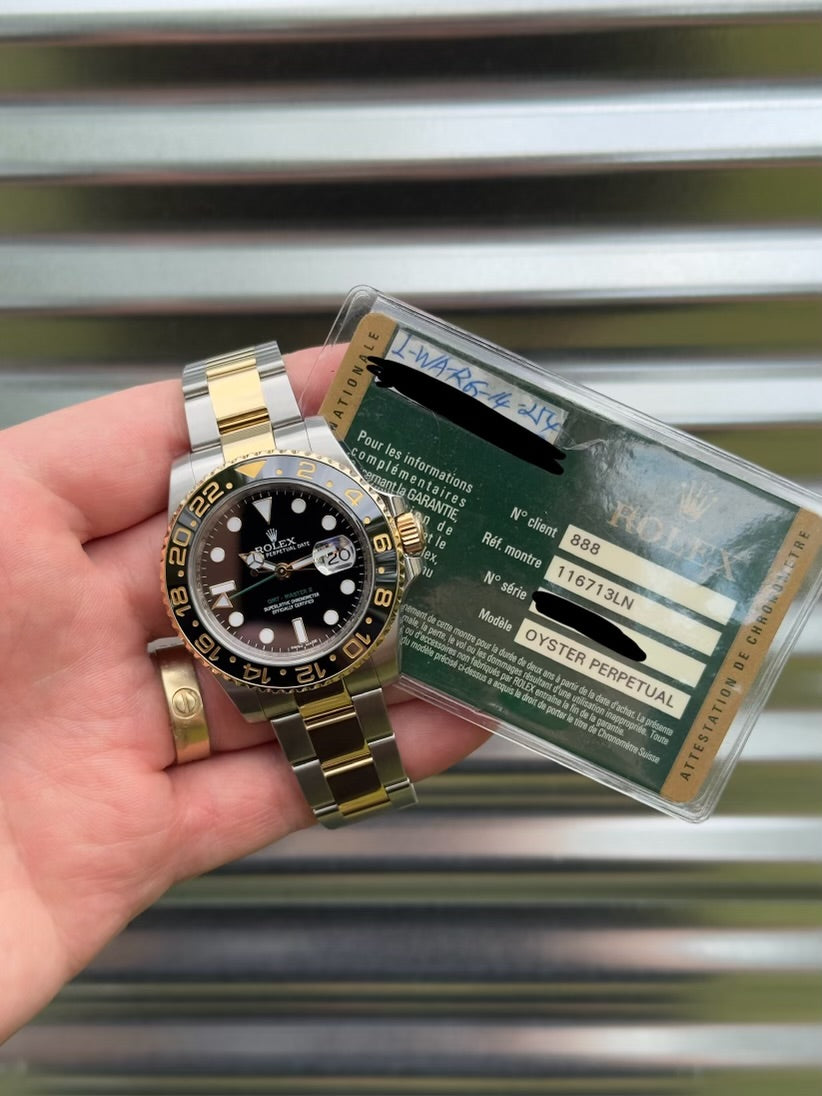Rolex GMT Master II 40mm Ref.116713LN Watch & Card