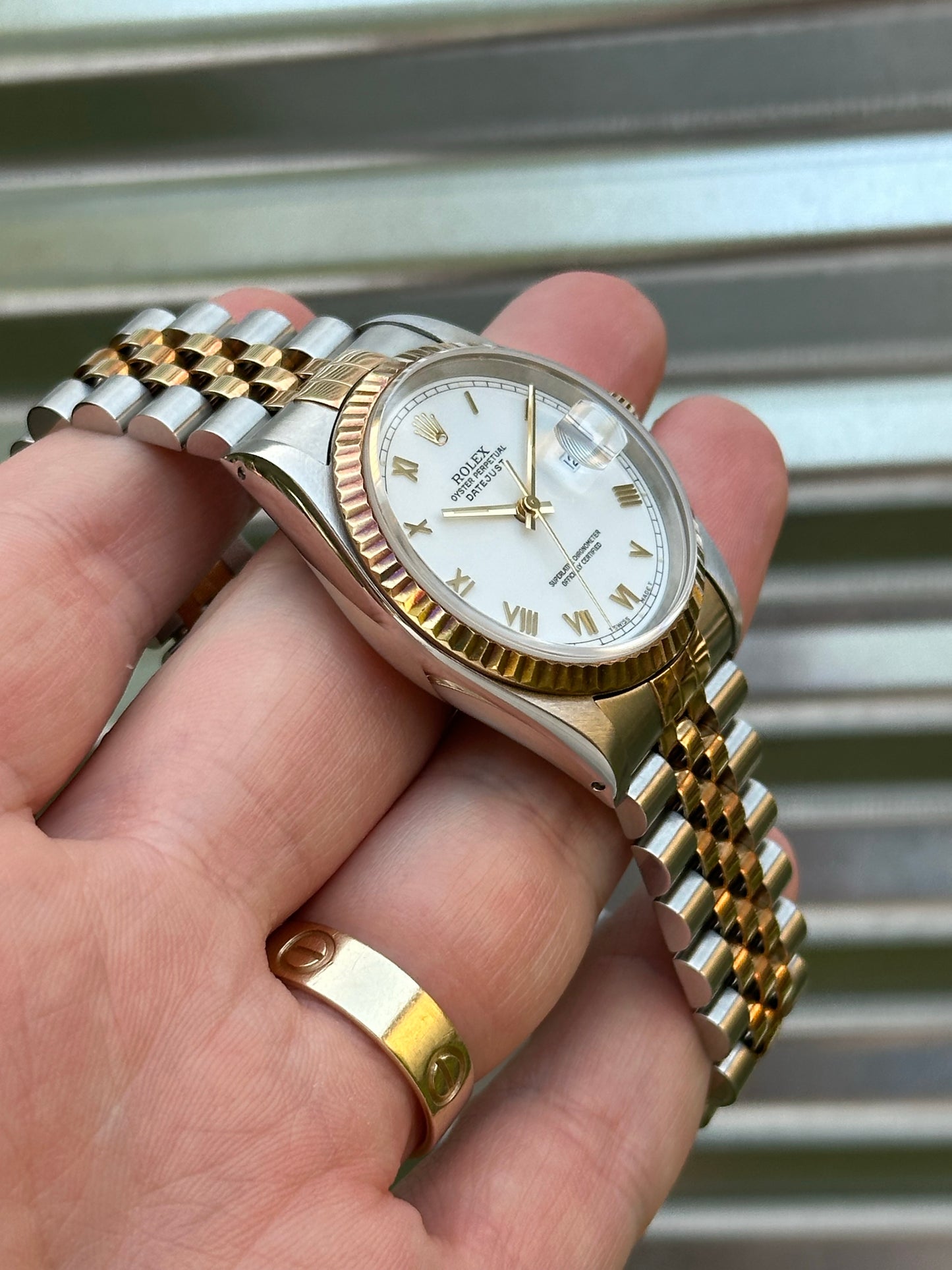 Rolex Datejust 36mm Ref.16233 “White Roman Dial” Box & Papers