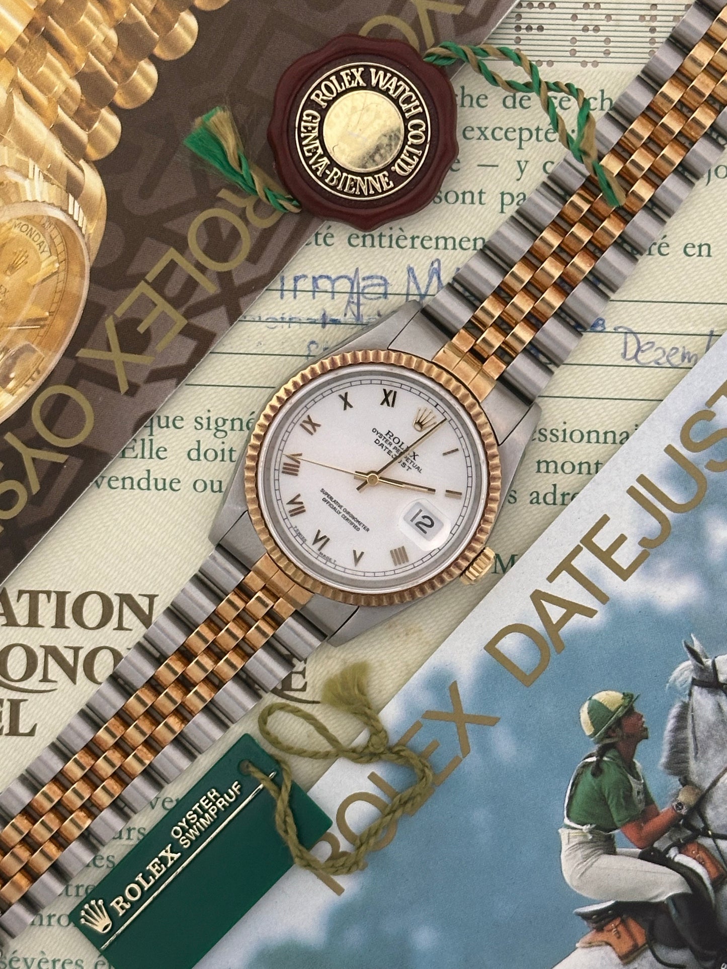 Rolex Datejust 36mm Ref.16233 “White Roman Dial” Box & Papers