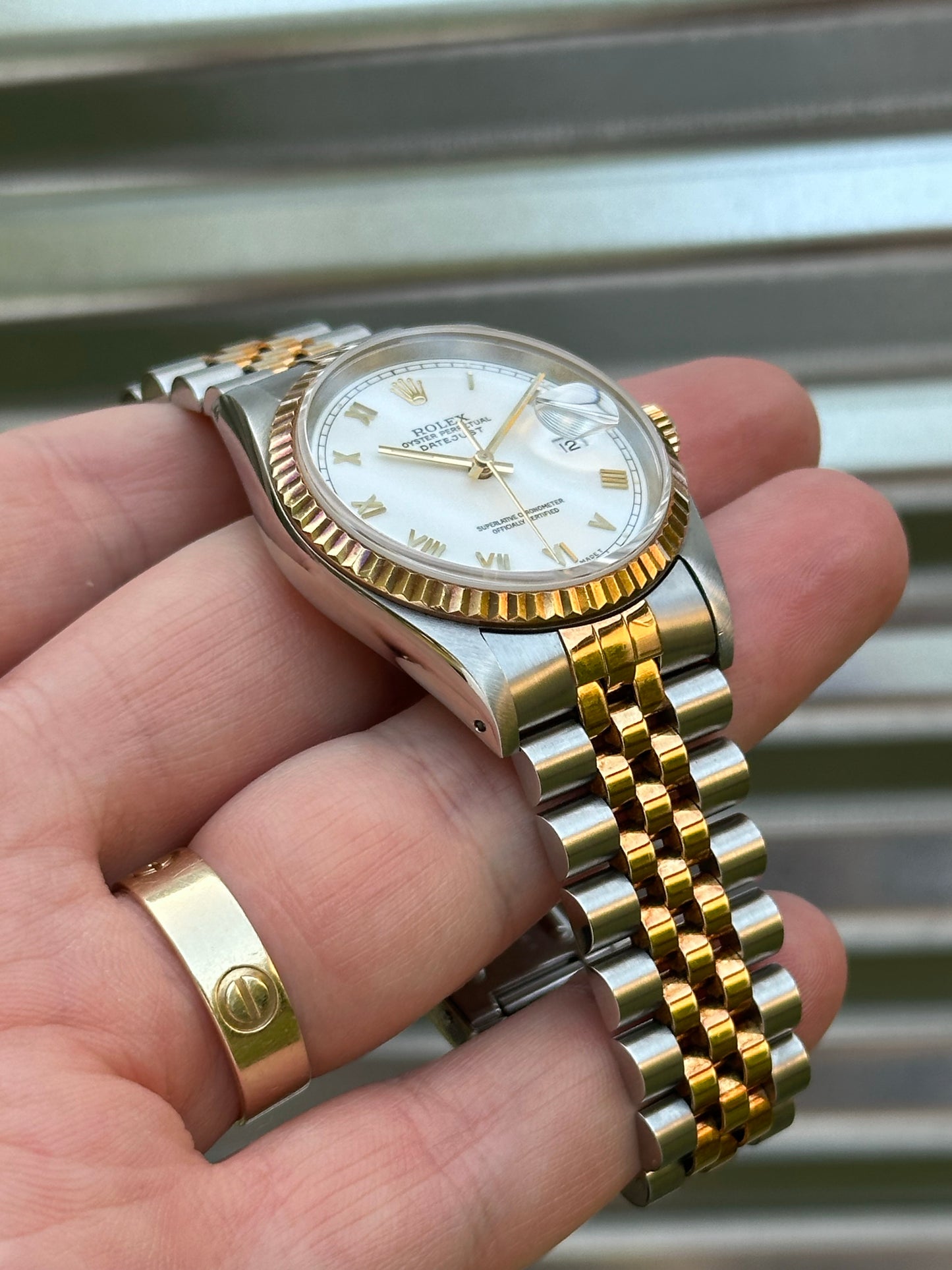 Rolex Datejust 36mm Ref.16233 “White Roman Dial” Box & Papers