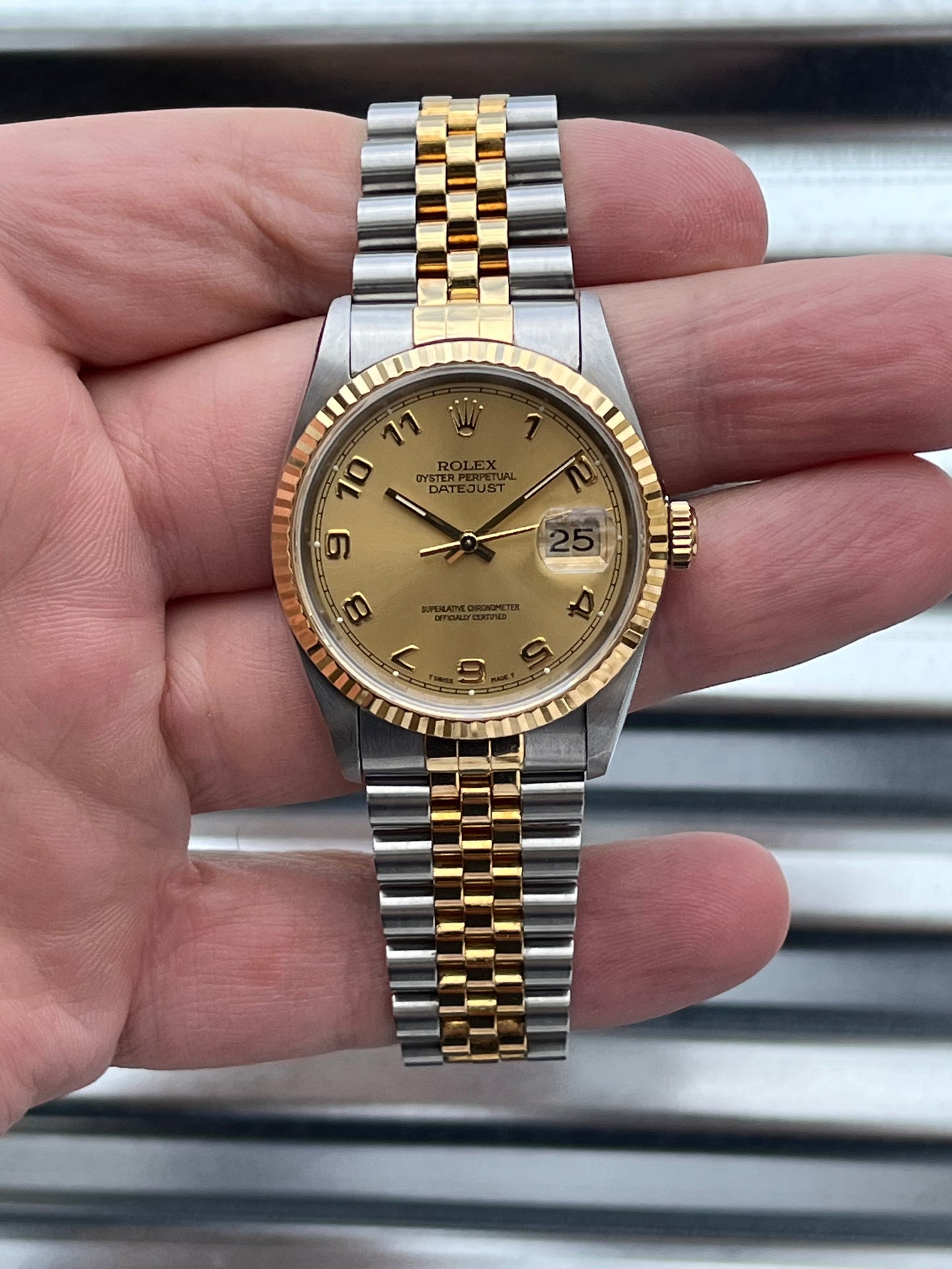 Rolex Datejust 36mm Ref.16233 Arabic Numeral Dial Box & Papers