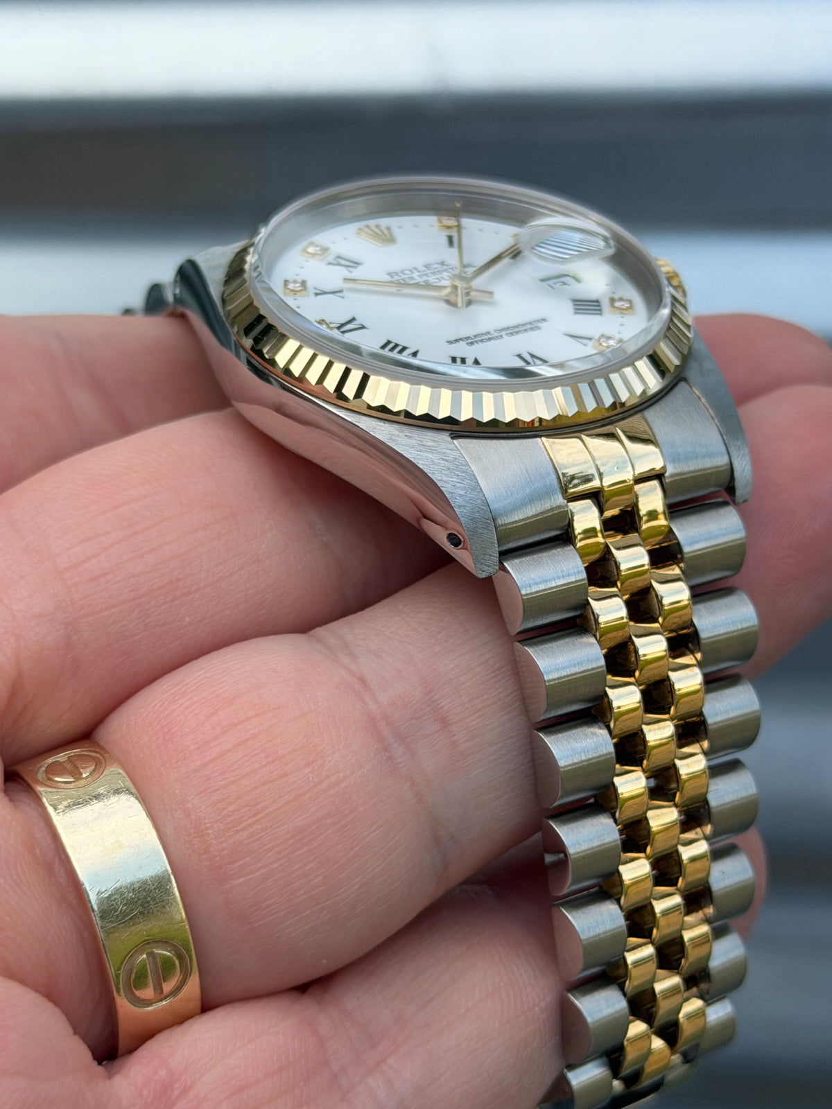 Rolex Datejust 36mm Ref.16233 White Roman Diamond Dial Box & Papers
