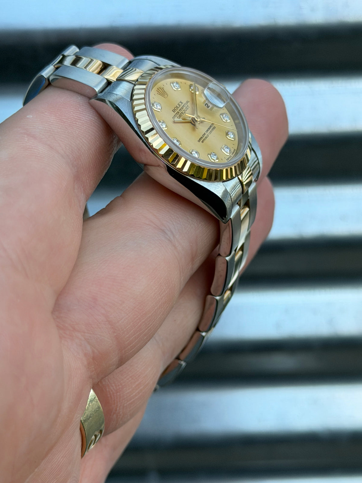 Rolex Ladies Datejust “Champagne Diamond Dial” 26mm Ref.69173 Box & Papers