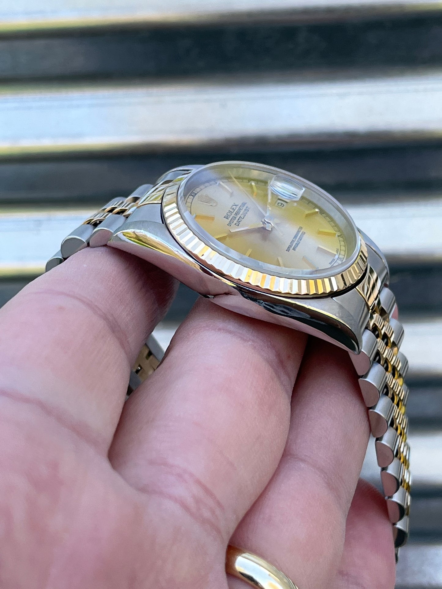 Rolex Datejust 36mm Champagne Dial w/Roman Numeral Track Ref.16233 Box & Papers