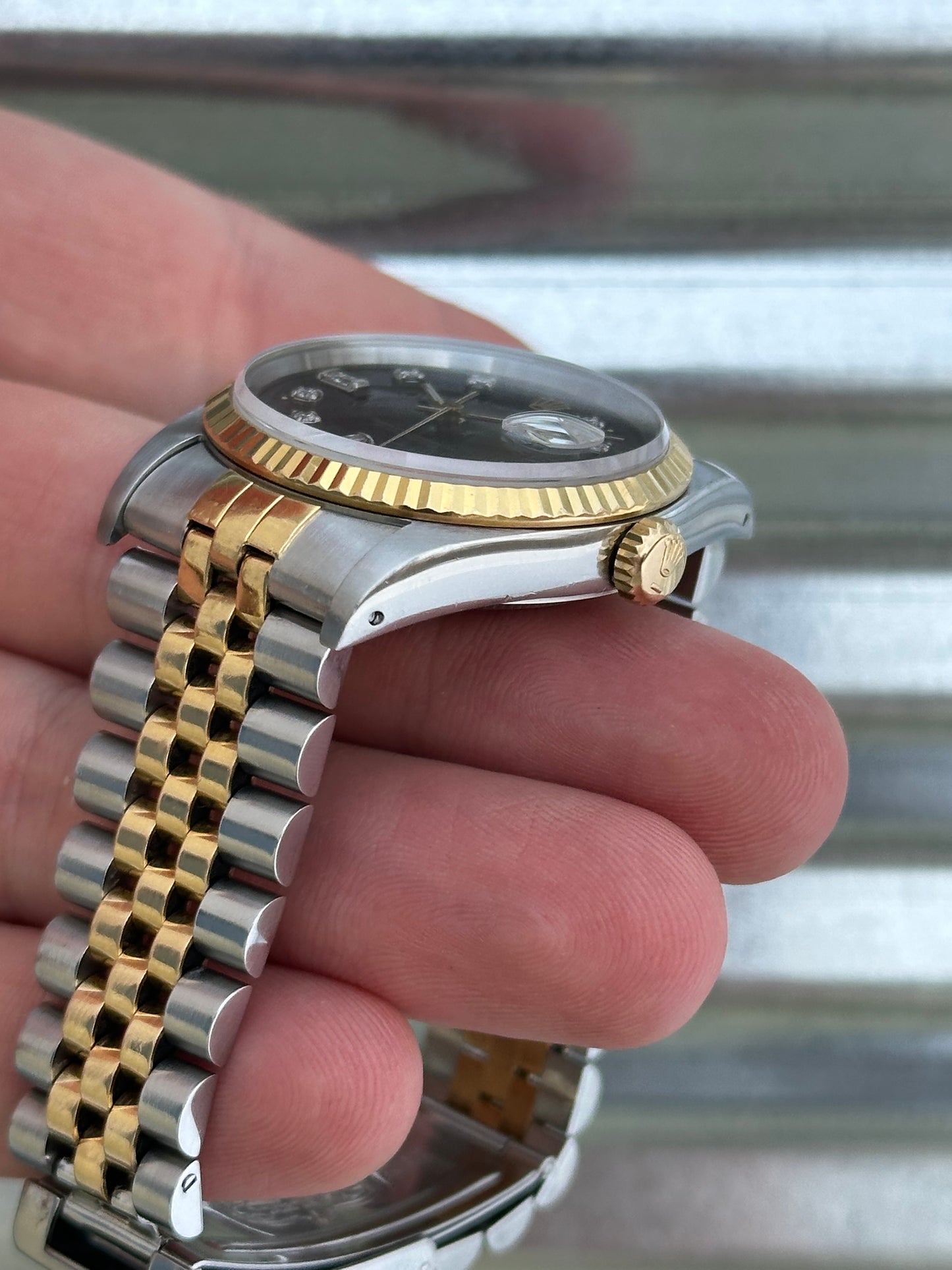 Rolex Datejust “Custom Black Diamond Dial” 36mm Ref.16233 Box & Papers