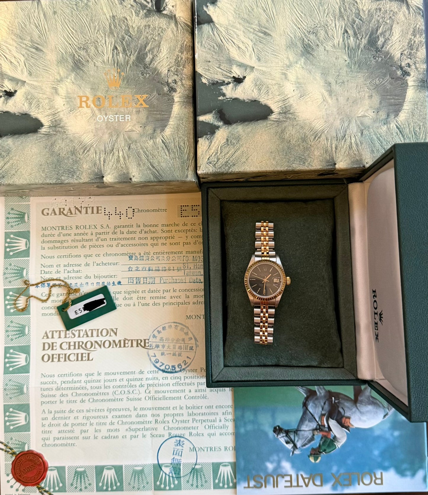 Rolex Ladies Datejust 26mm Ref.69173 Box & Papers “Black Tapestry Dial”
