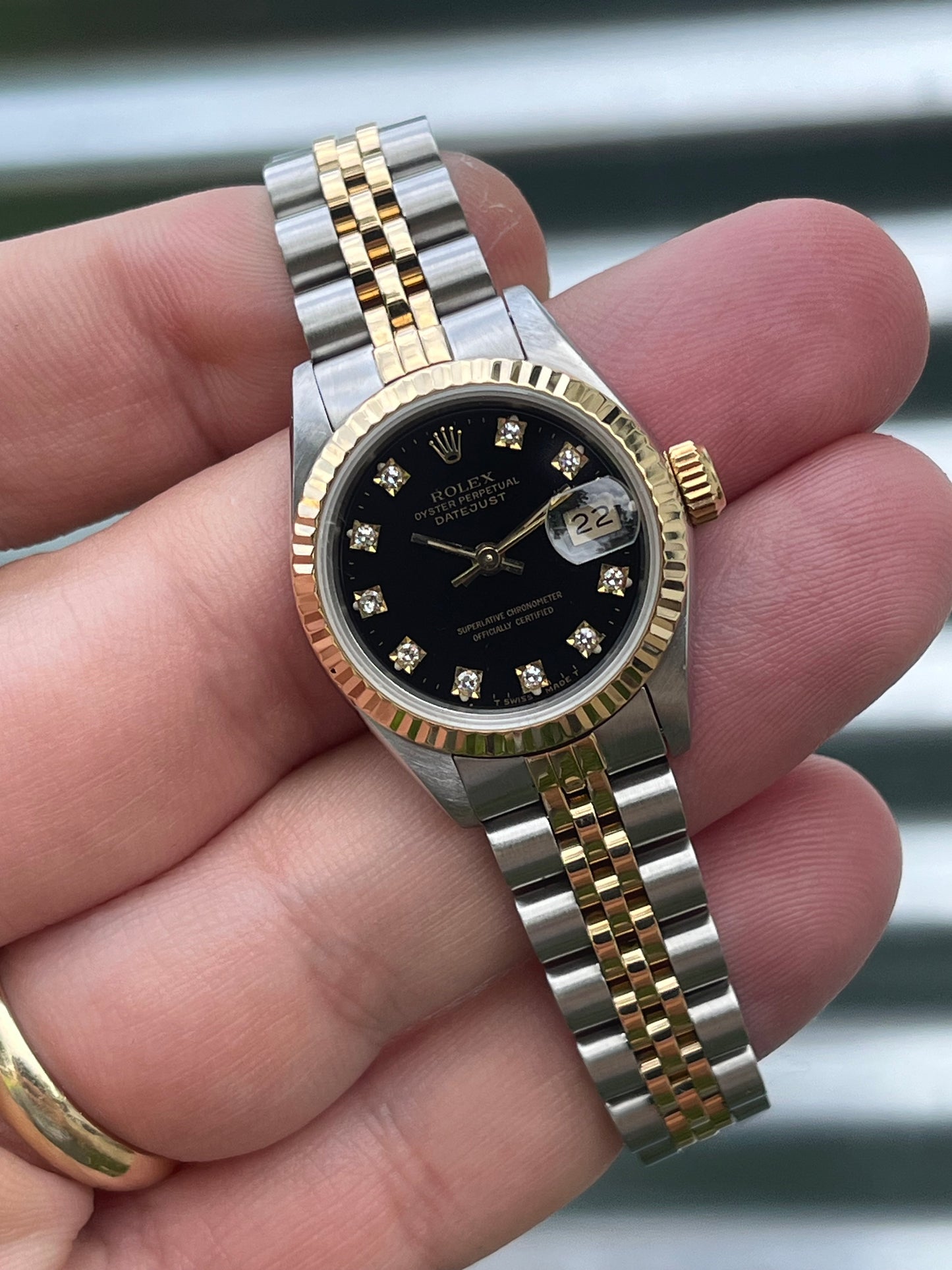 Rolex Ladies Datejust 26mm Ref.69173 Box & Papers “Black Diamond Dial”