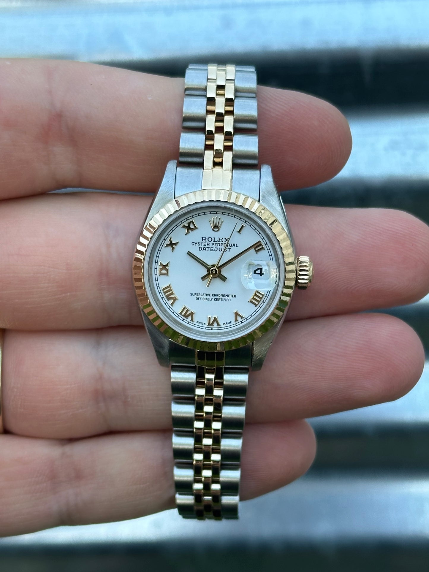 Rolex Ladies Datejust 26mm Ref.79173 Box & Papers “White Roman Dial”