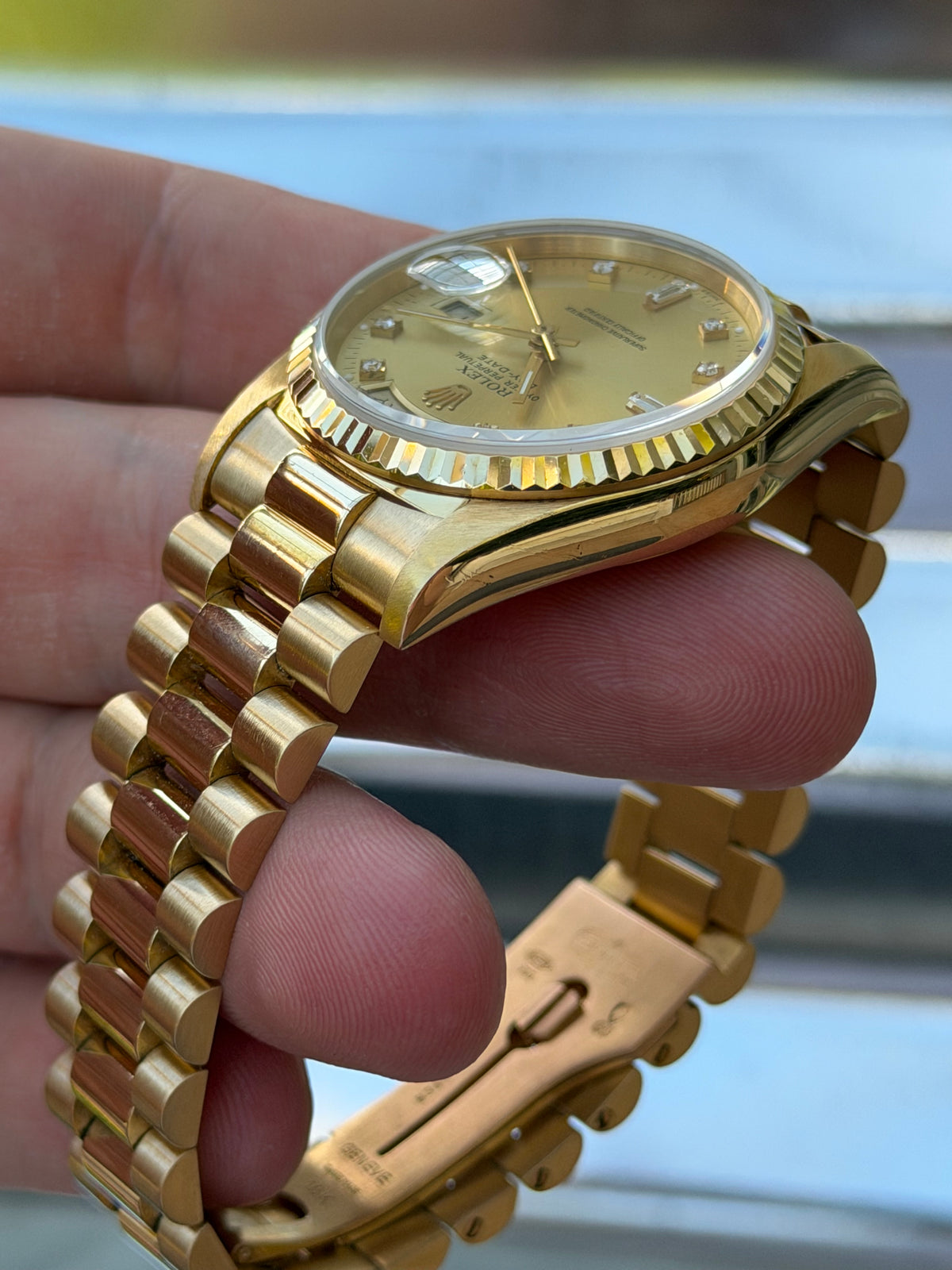 Rolex Day Date Double Quick-Set Champagne Diamond Dial 36mm Ref.18238 Box & Papers