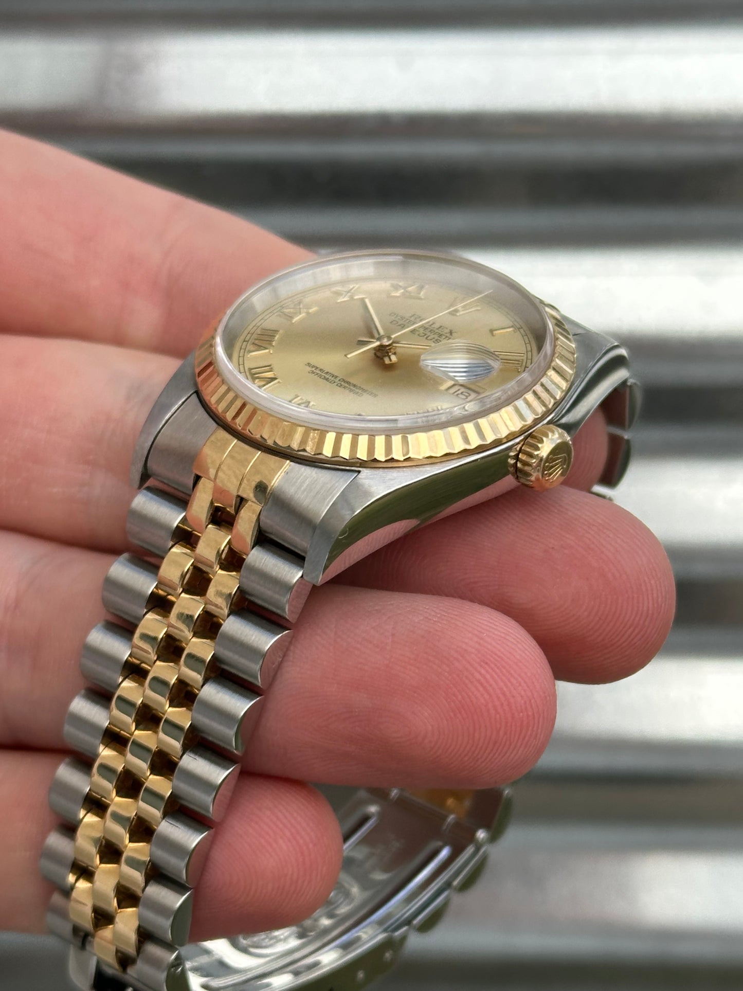 Rolex Datejust 36mm Ref.16233 “Champagne Roman Numeral Dial” Box & Papers