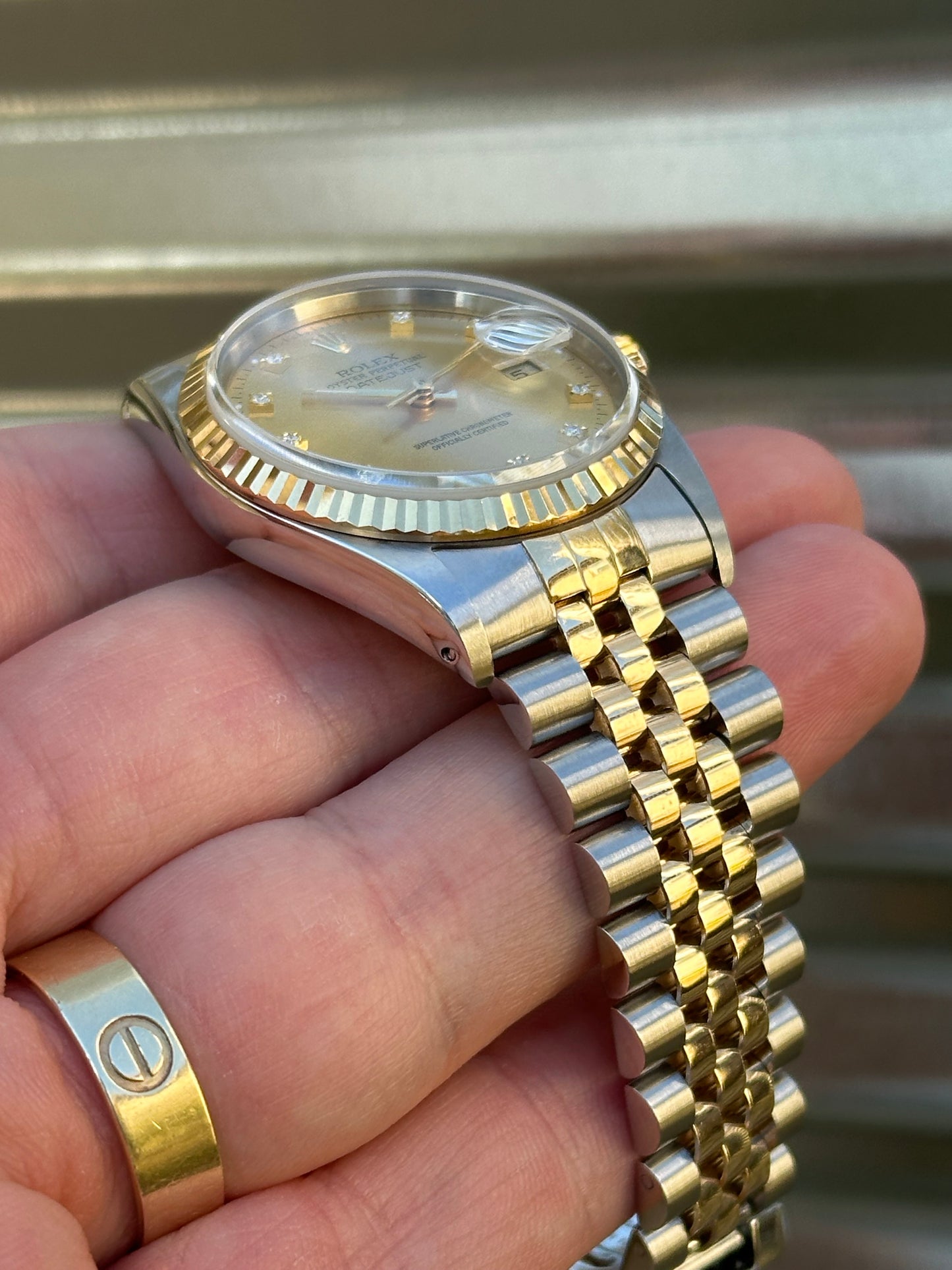 Rolex Datejust 36mm Ref.16233 “Champagne Diamond Dial” Box & Papers