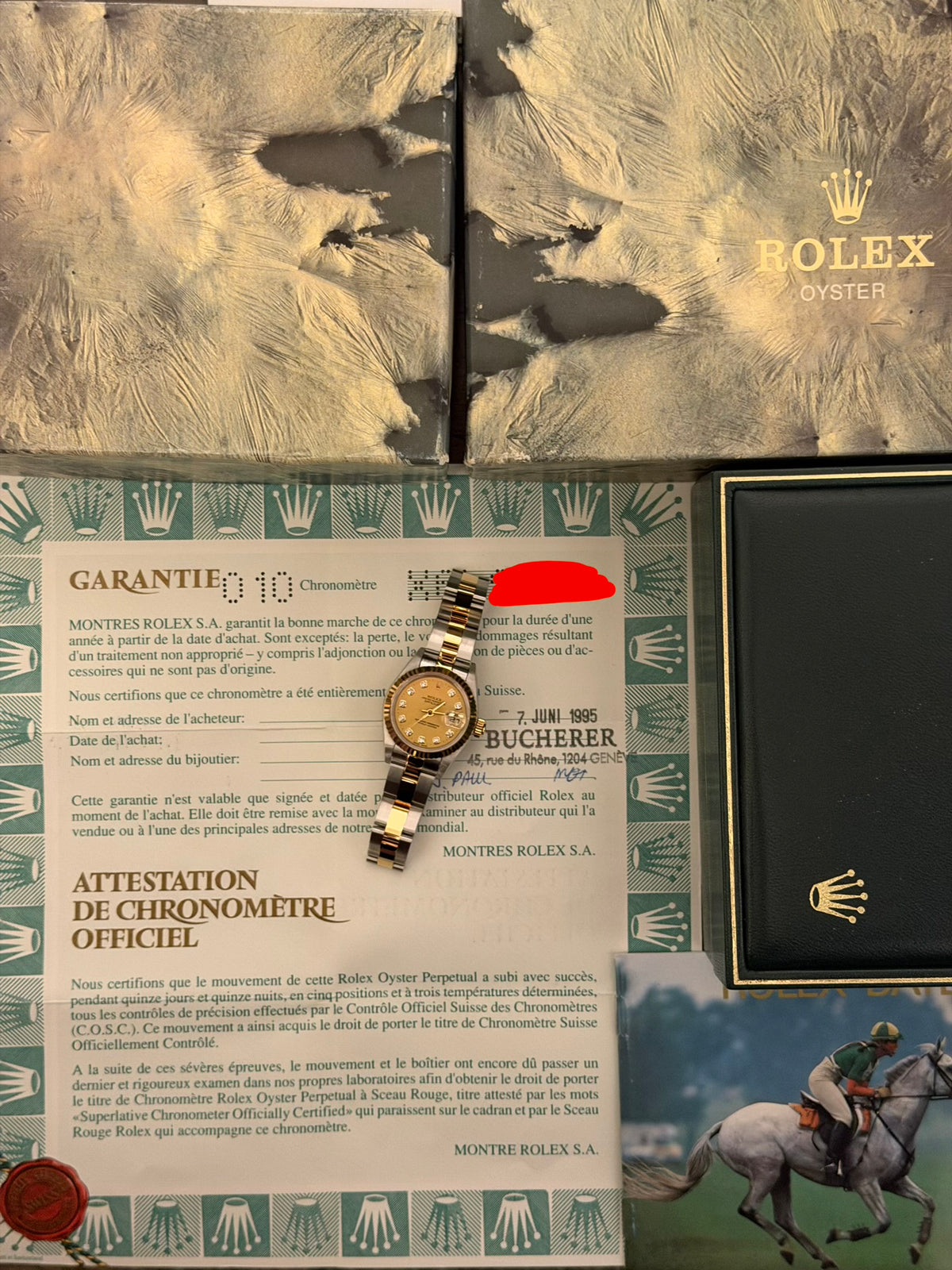 Rolex Ladies Datejust “Champagne Diamond Dial” 26mm Ref.69173 Box & Papers