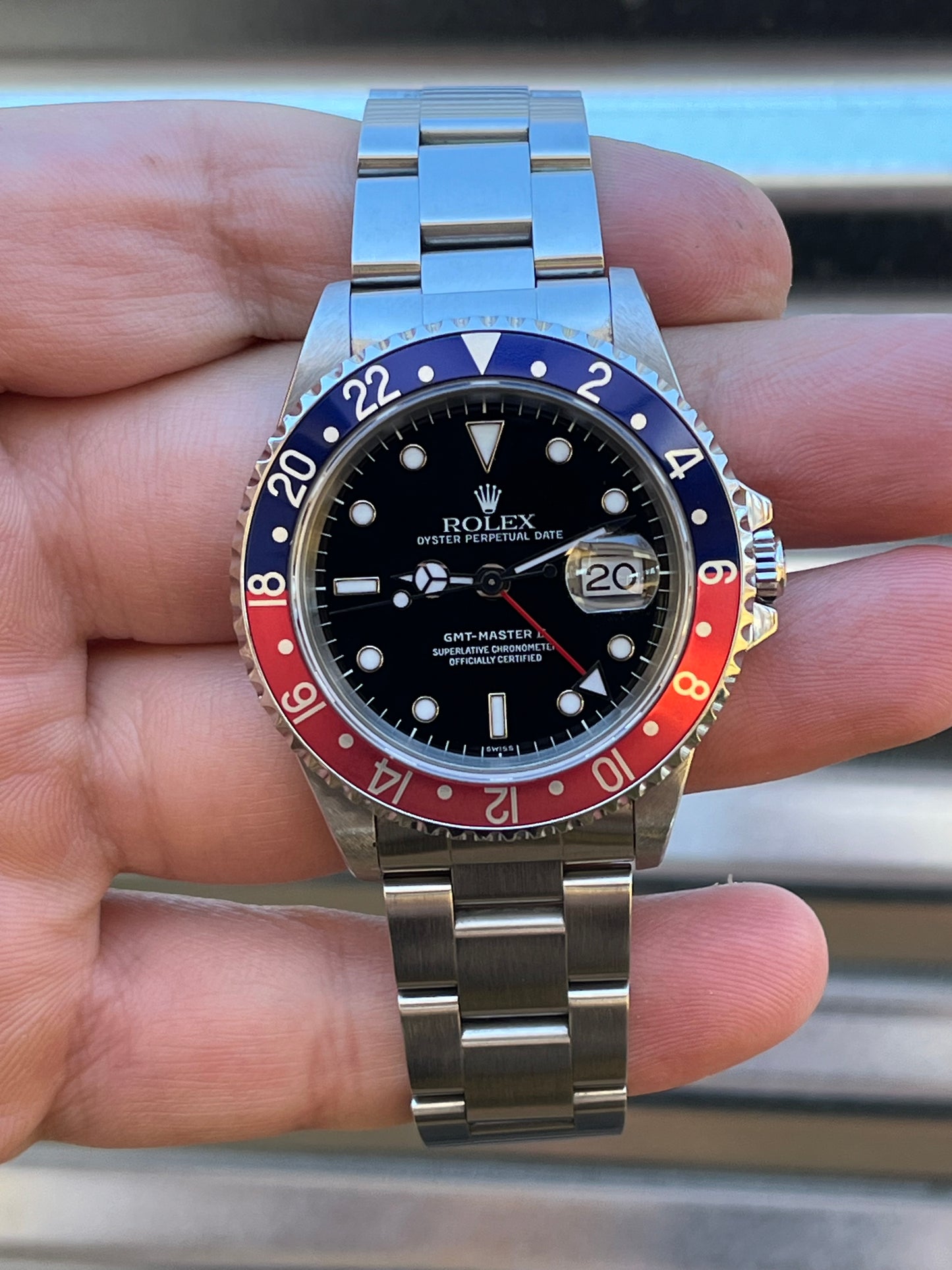 Rolex GMT Master II “Pepsi” 40mm Ref.16710 “Swiss” Only Dial Box & Papers