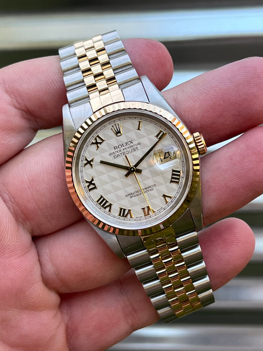 Rolex Datejust 36mm Ref.16233 “Pyramid Dial” Box & Papers