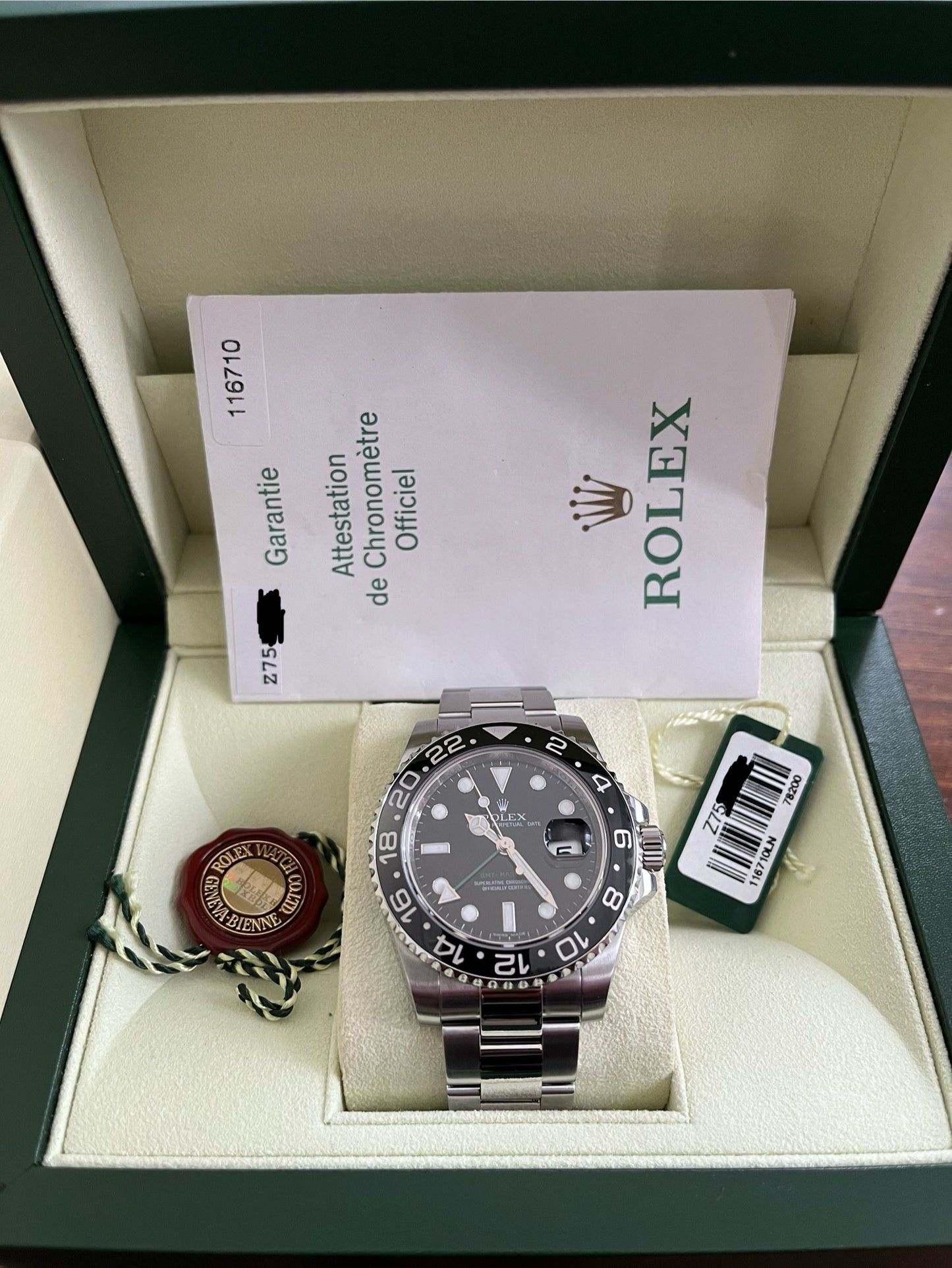 Rolex GMT Master II “Green Arrow” 40mm Ref.116710LN Box & Papers
