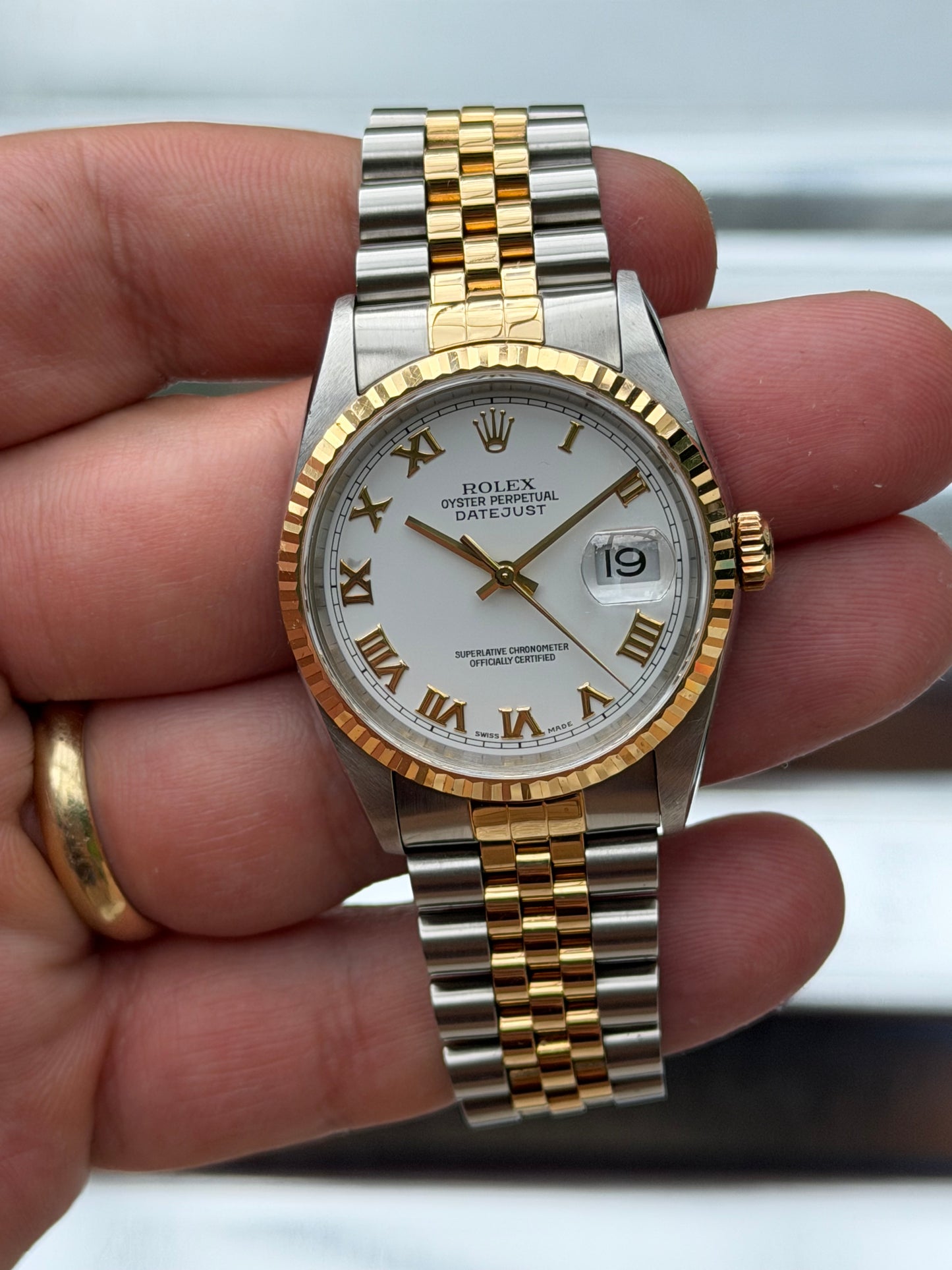 Rolex Datejust “White Roman Numeral Dial” 36mm Ref.16233 Box & Papers