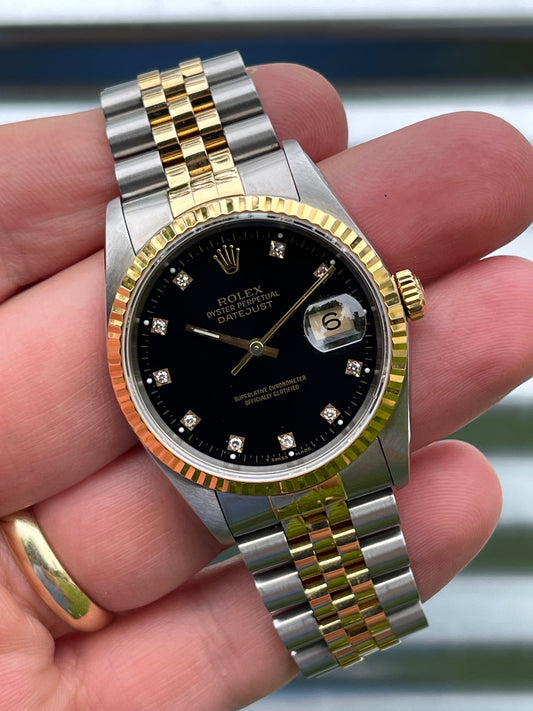 Rolex Datejust 36mm Ref.16233 Box & Papers Black Diamond Dial