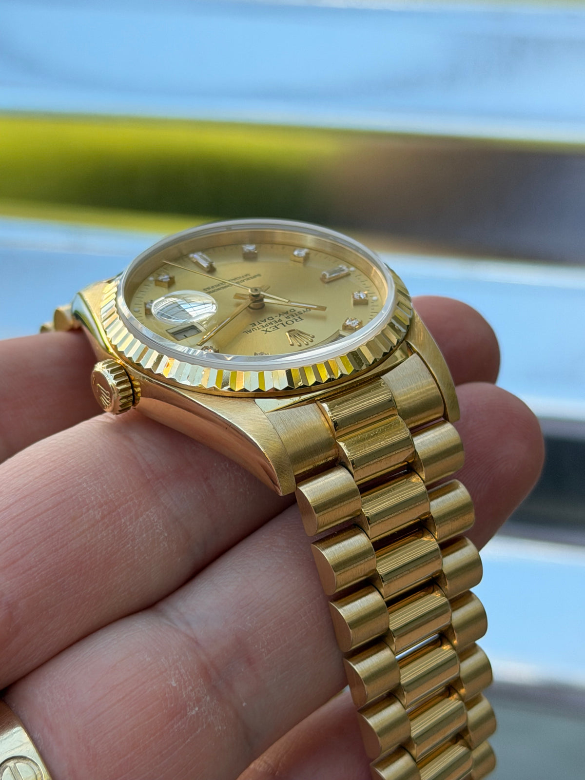 Rolex Day Date Double Quick-Set Champagne Diamond Dial 36mm Ref.18238 Box & Papers