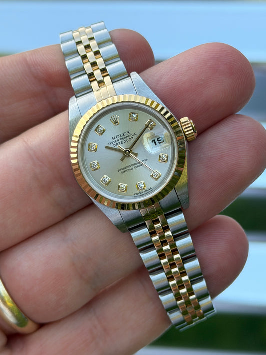 Rolex Ladies Datejust 26mm Ref.79173 “Silver Big Diamond Dial” Box & Papers