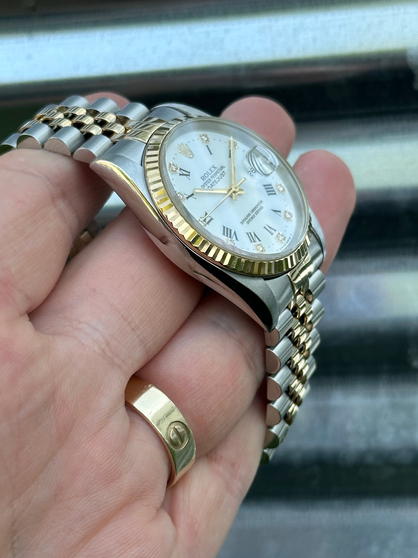 Rolex Datejust 36mm Ref.16233 Box & Papers White Roman Diamond Dial