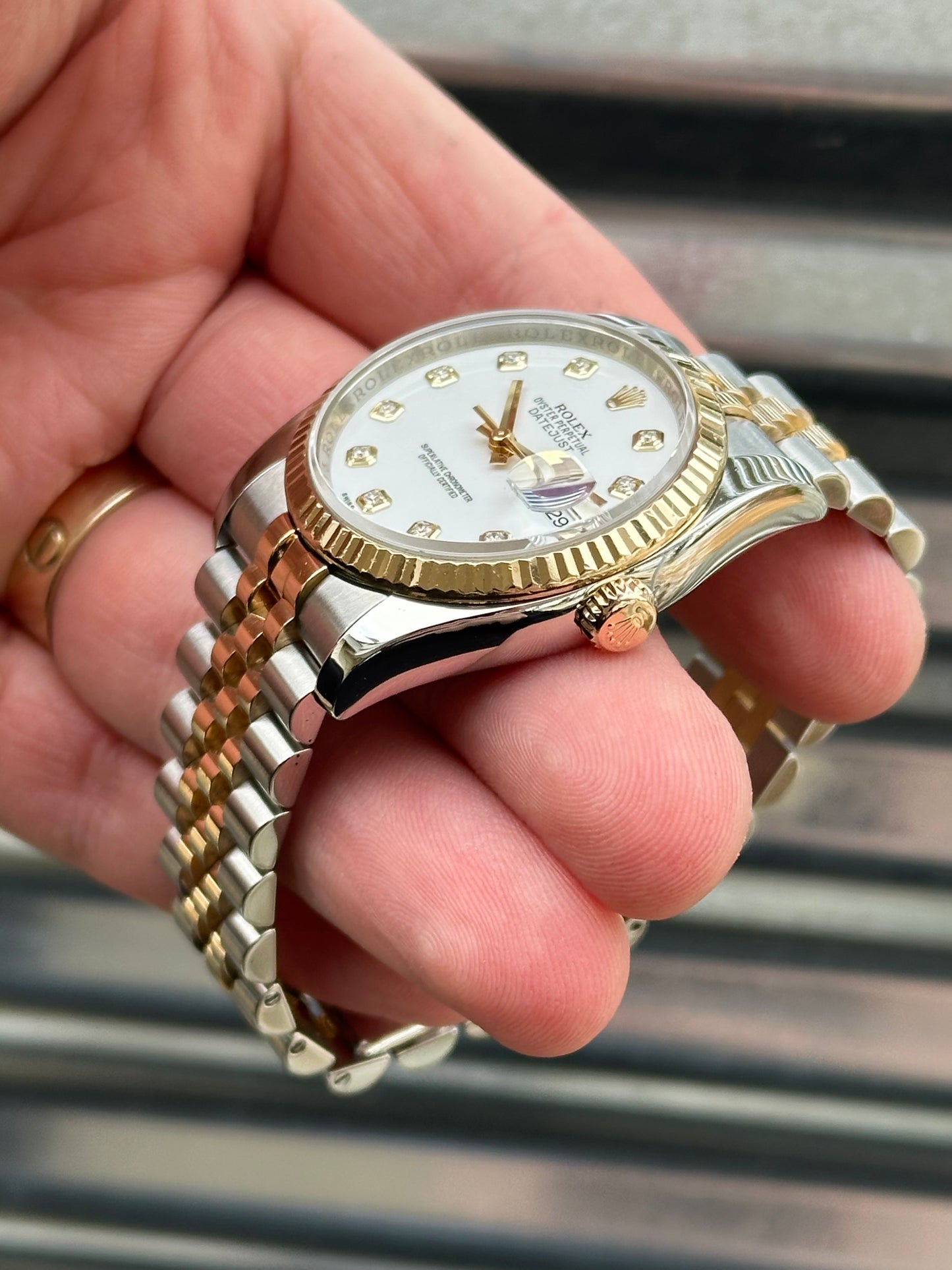 Rolex Datejust “White Diamond Dial” 36mm Red.116233 Box & Papers