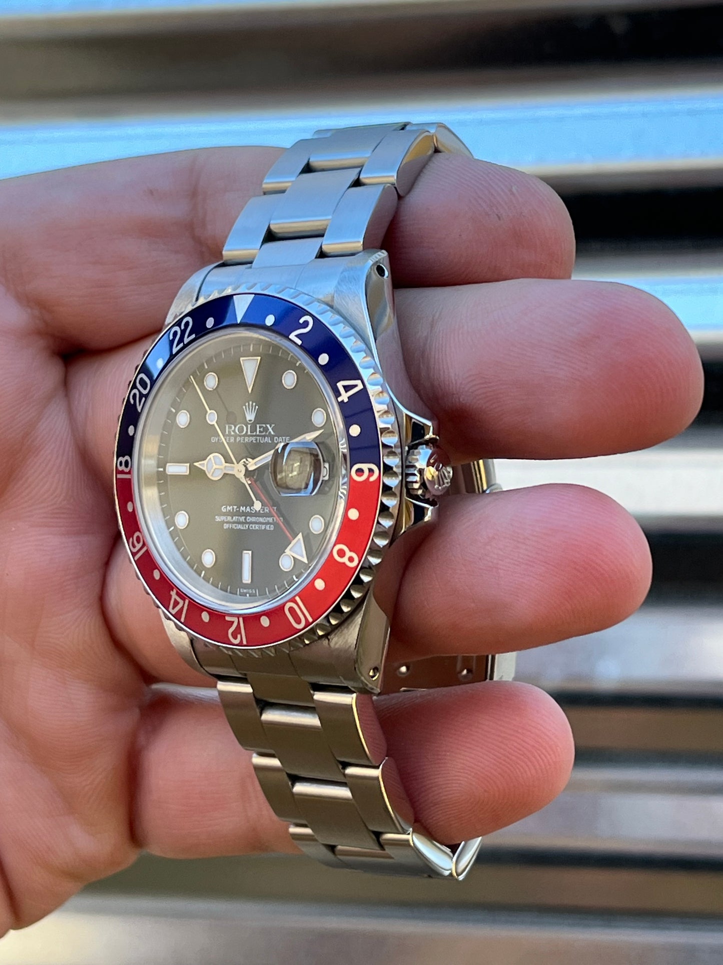 Rolex GMT Master II “Pepsi” 40mm Ref.16710 “Swiss” Only Dial Box & Papers