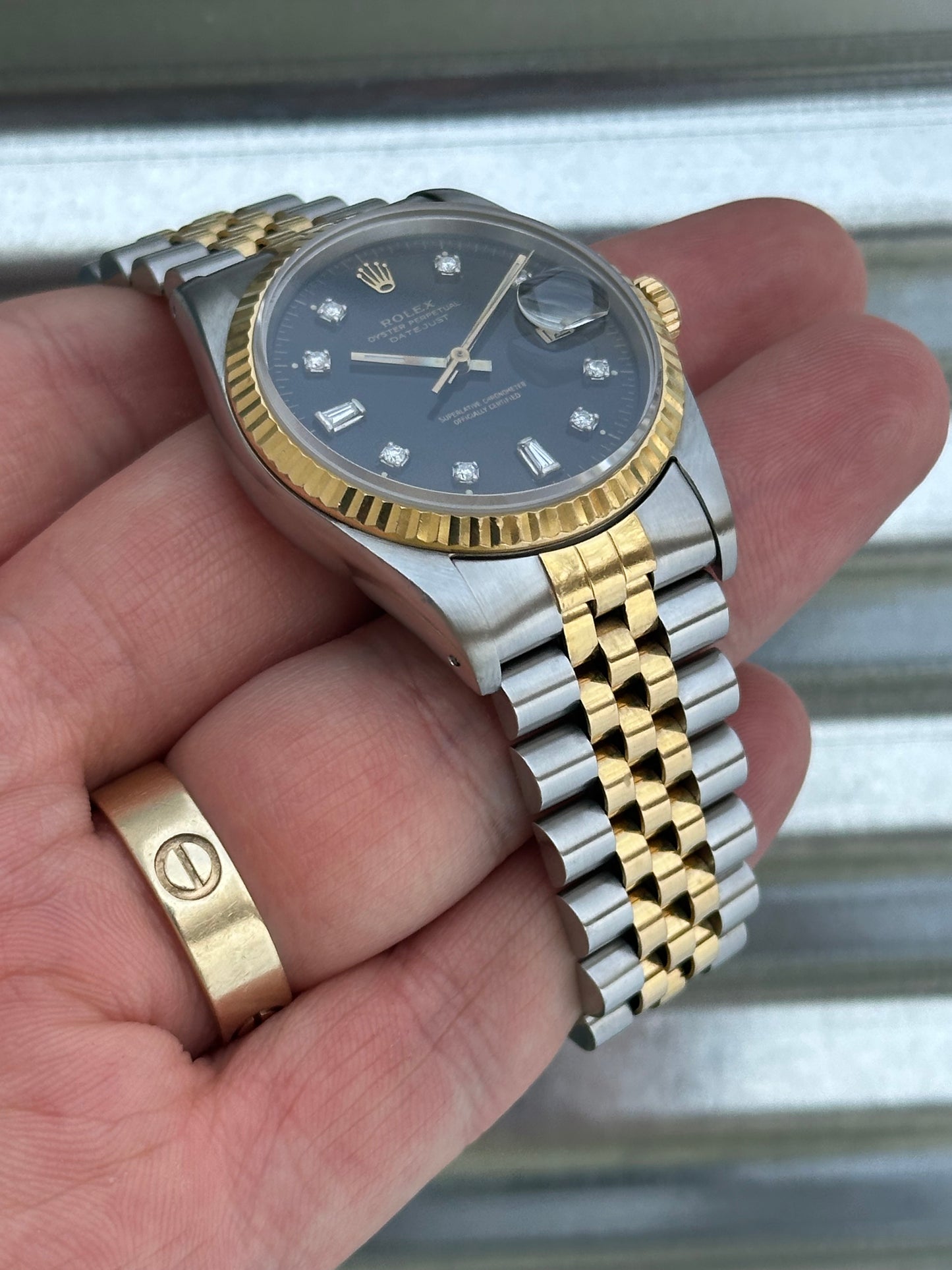 Rolex Datejust “Custom Black Diamond Dial” 36mm Ref.16233 Box & Papers