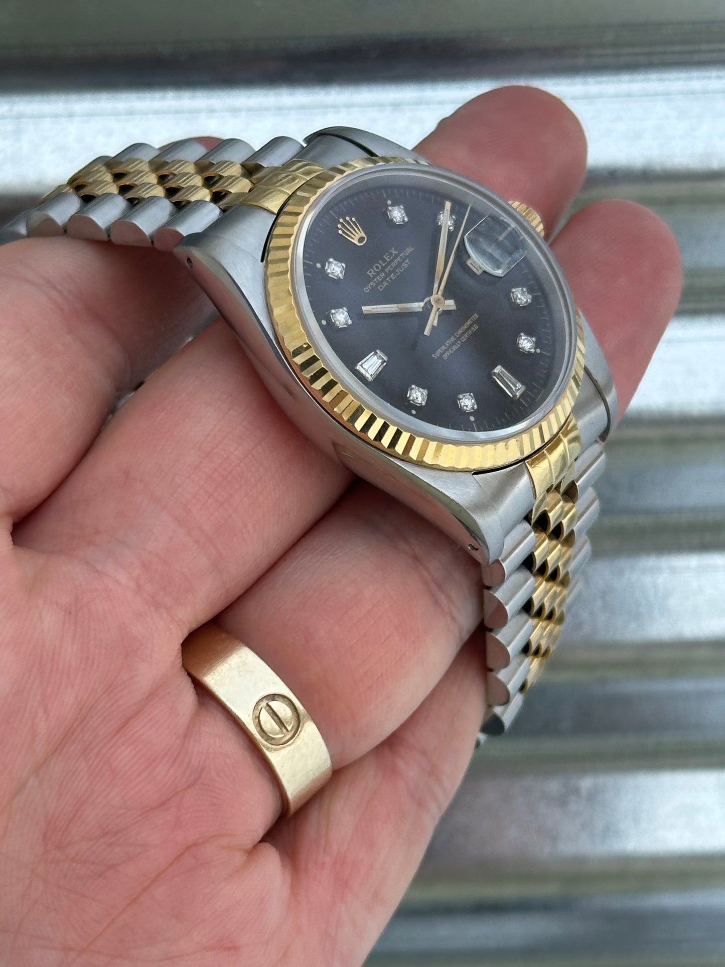 Rolex Datejust “Custom Black Diamond Dial” 36mm Ref.16233 Box & Papers