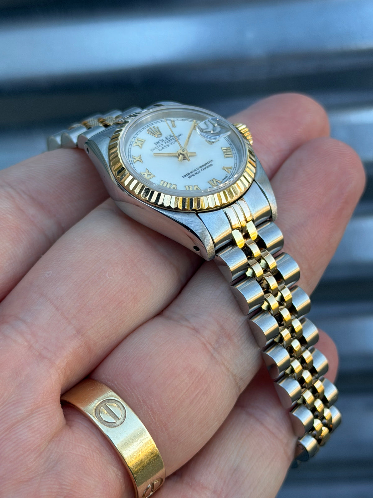 Rolex Ladies Datejust “White Roman Dial” 26mm Ref.69173 Box & Papers