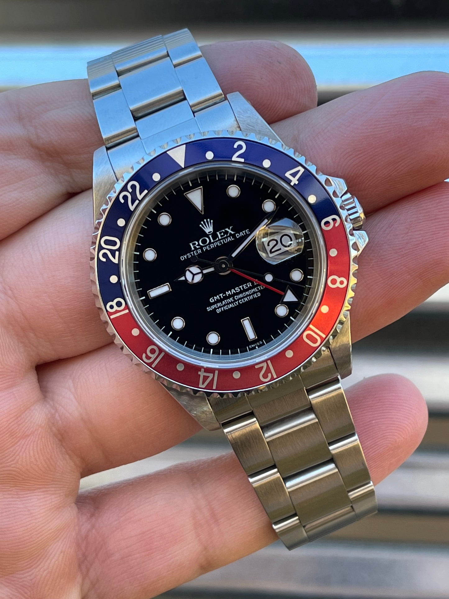 Rolex GMT Master II “Pepsi” 40mm Ref.16710 “Swiss” Only Dial Box & Papers