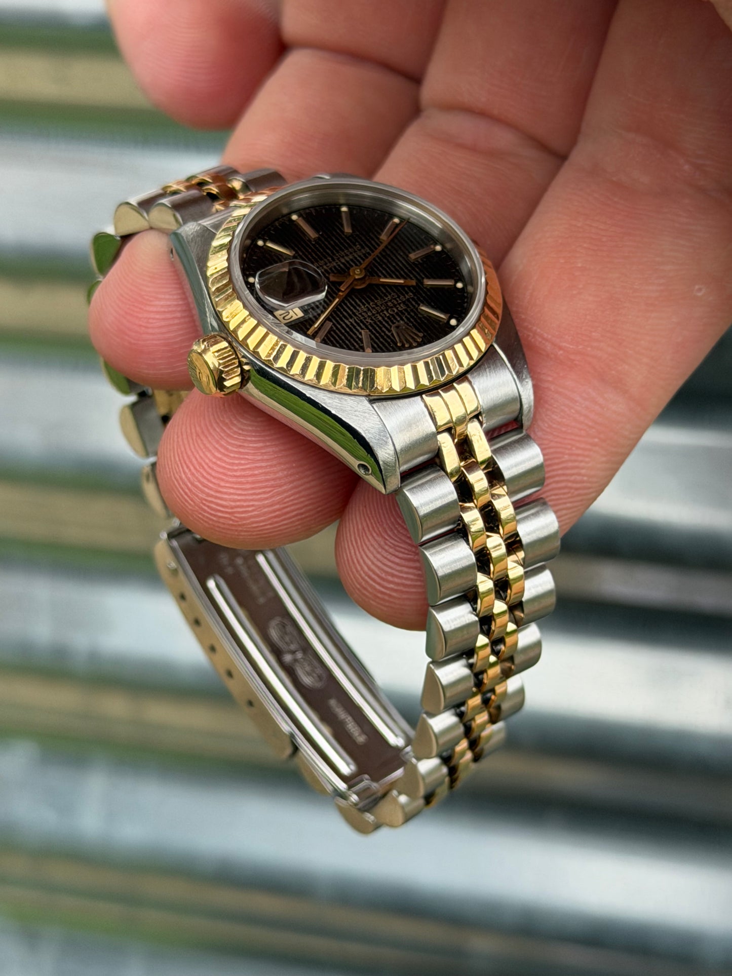 Rolex Ladies Datejust 26mm Ref.69173 Box & Papers “Black Tapestry Dial”