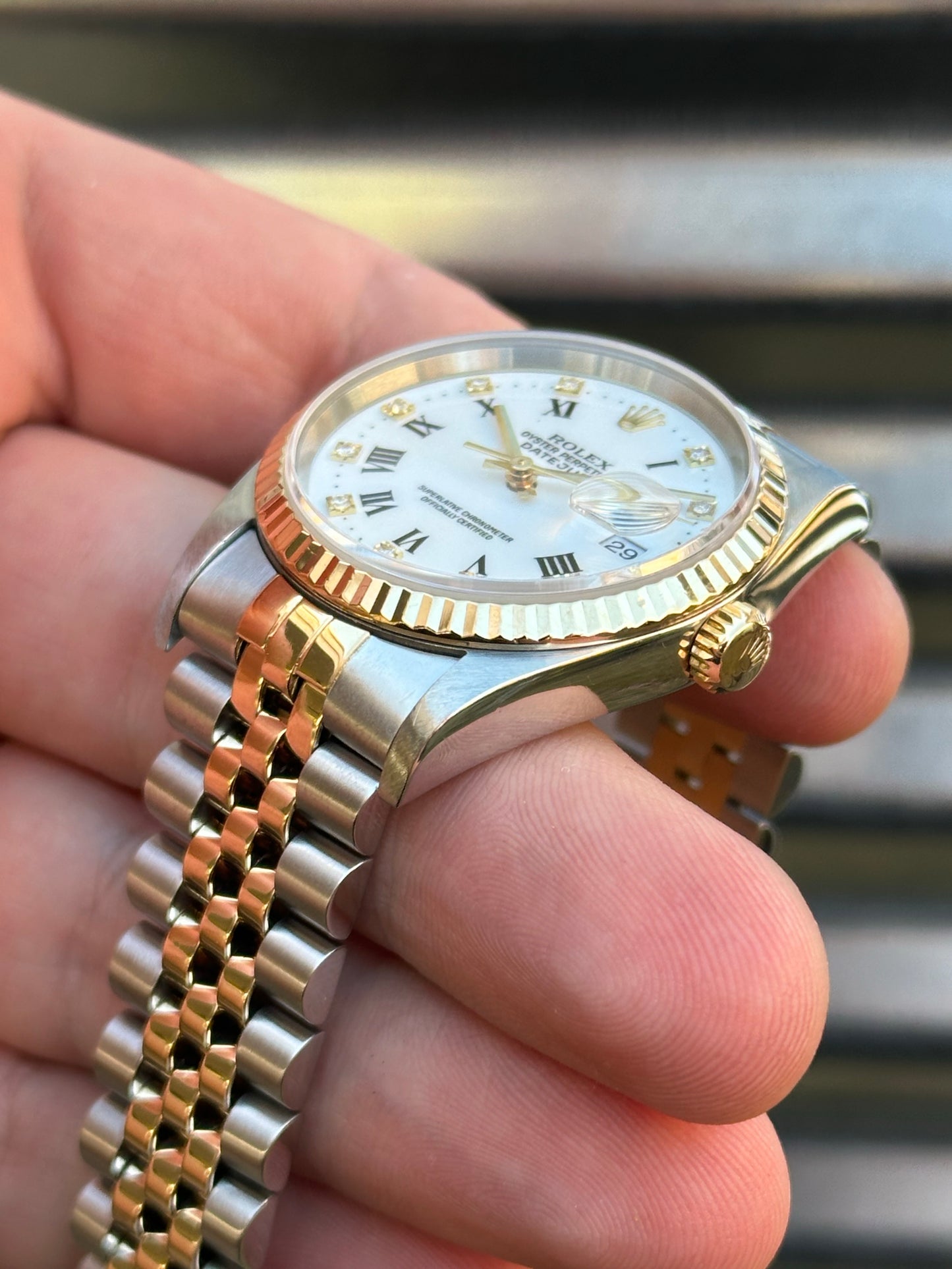 Rolex Datejust 36mm Ref.16233 “White Roman Diamond Dial” Box & Papers