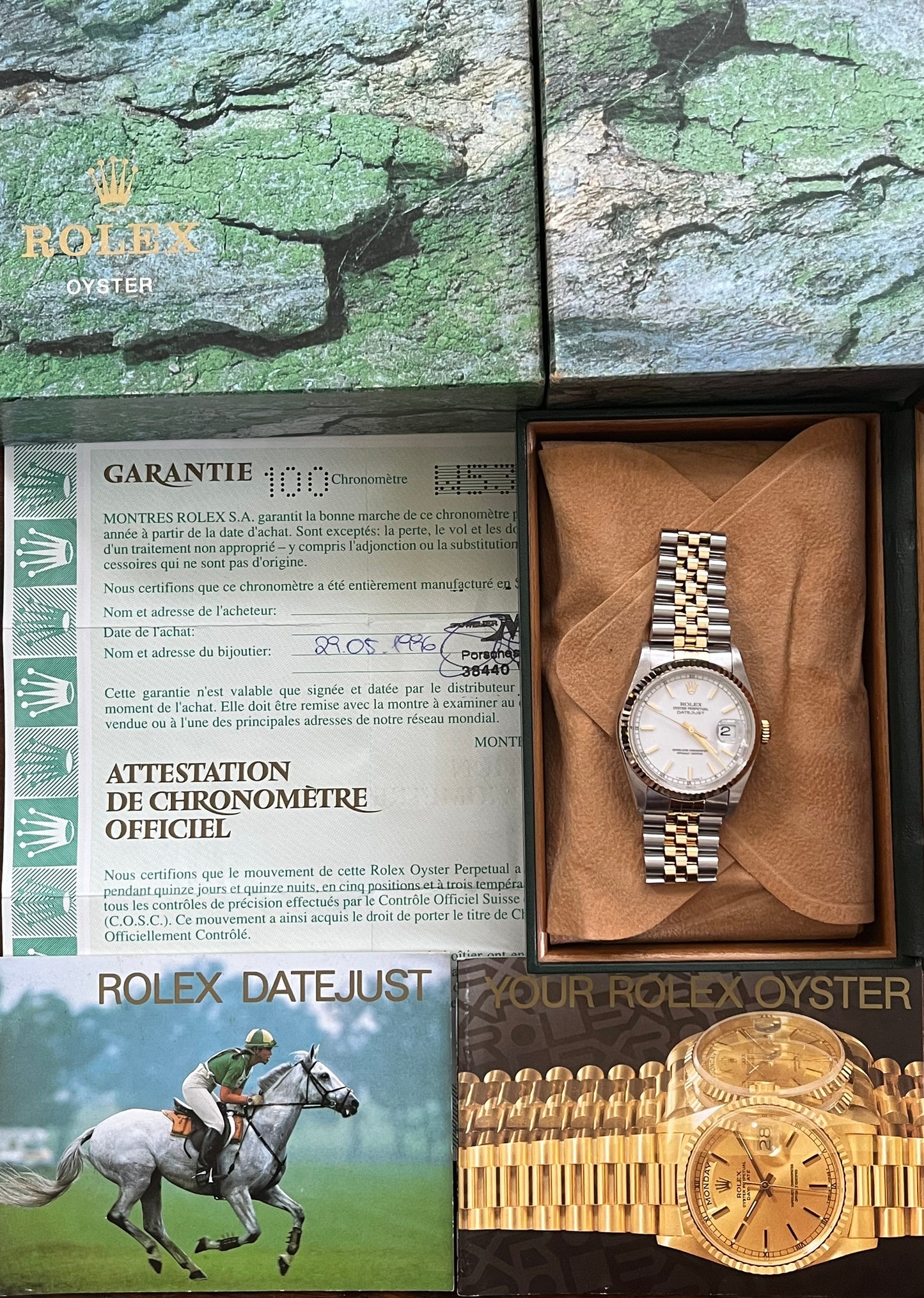 Rolex Datejust “White Stick Dial” 36mm Ref.16233 Box & Papers