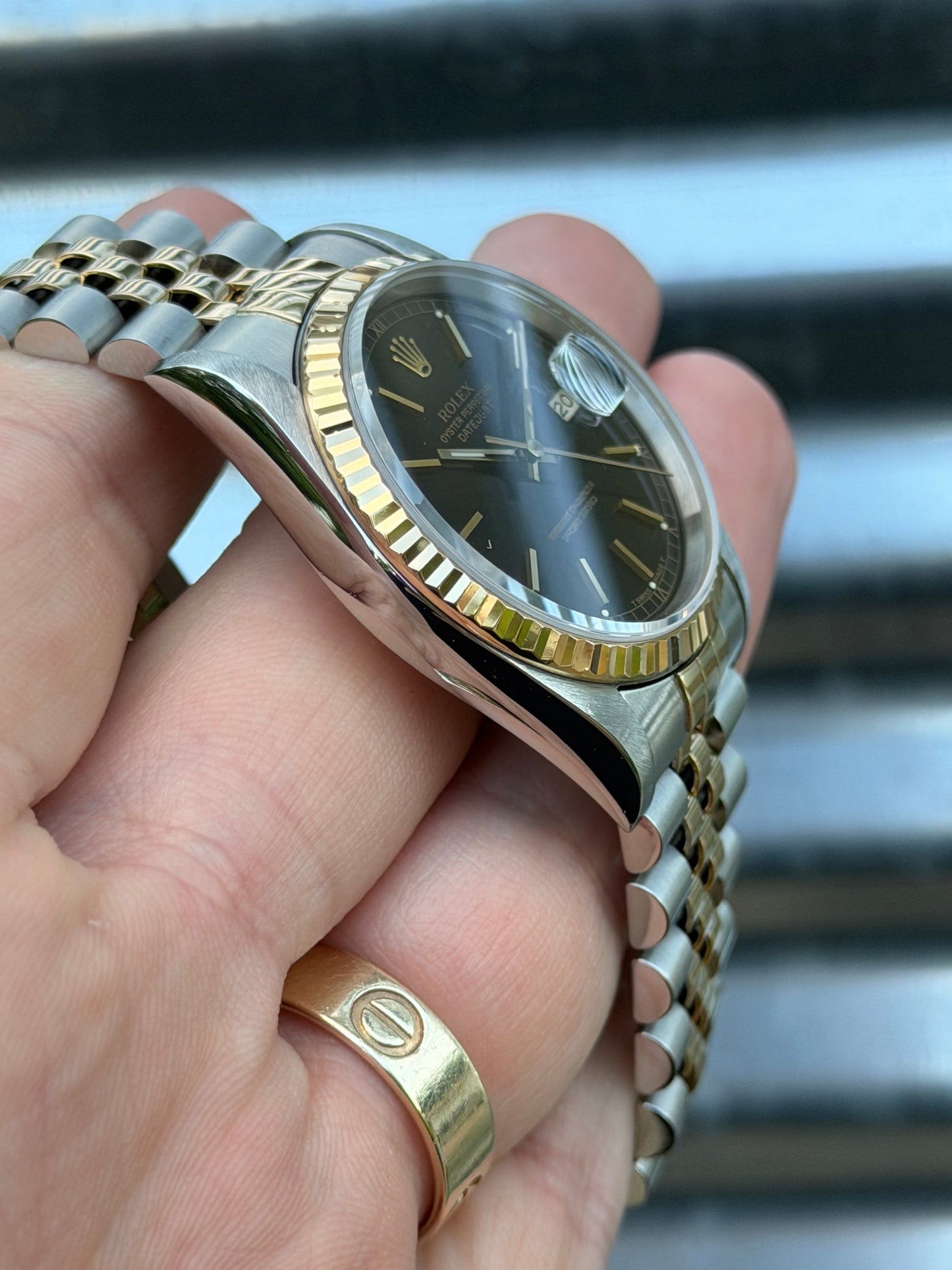 Rolex Datejust “Black Index Dial with Roman Numeral Track” 36mm Ref.16233 Box & Papers