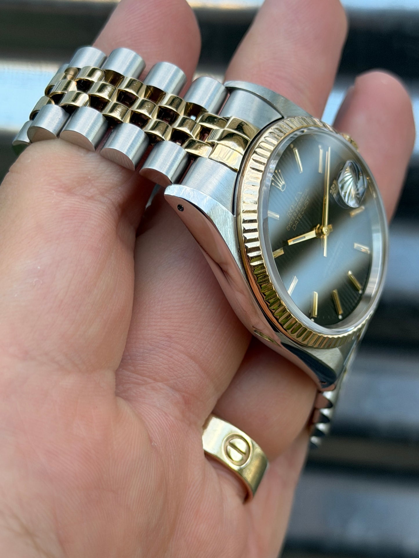 Rolex Datejust “Black Tapestry Dial” 36mm Ref.16233 Box & Papers