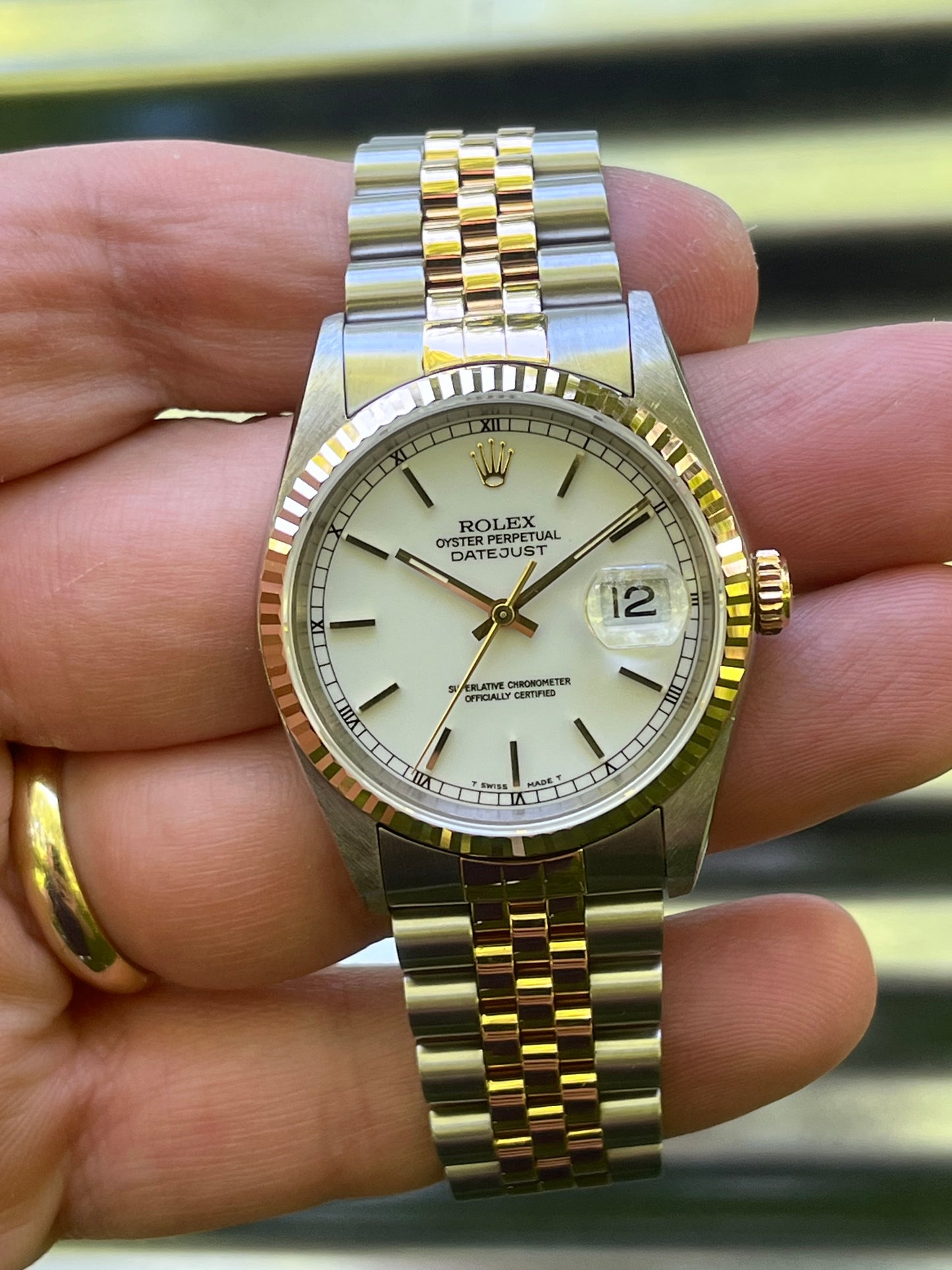 Rolex Datejust “White Stick Dial” 36mm Ref.16233 Box & Papers