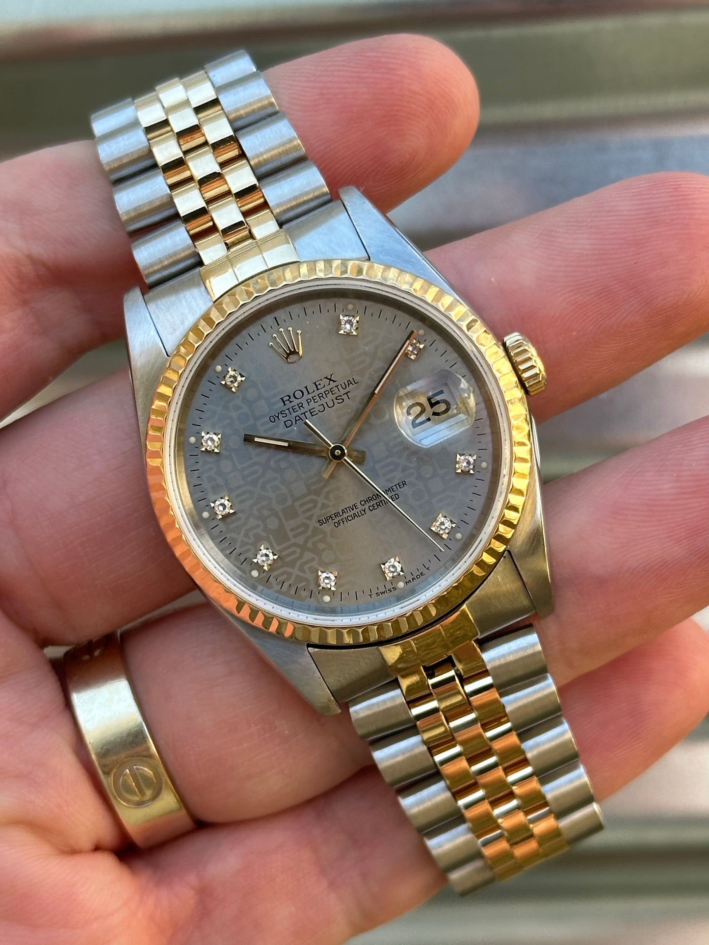 Rolex Datejust 36mm Ref.16233 “Anniversary Diamond Dial” Box & Papers