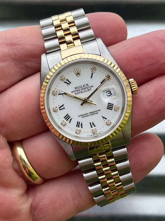 Rolex Datejust White Roman Diamond Dial 36mm Ref.16233 Watch Only