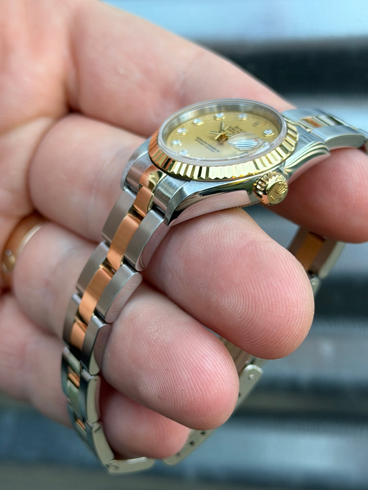 Rolex Ladies Datejust “Champagne Diamond Dial” 26mm Ref.69173 Box & Papers