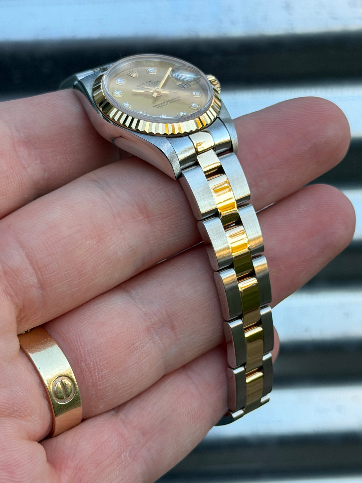 Rolex Ladies Datejust “Champagne Diamond Dial” 26mm Ref.69173 Box & Papers